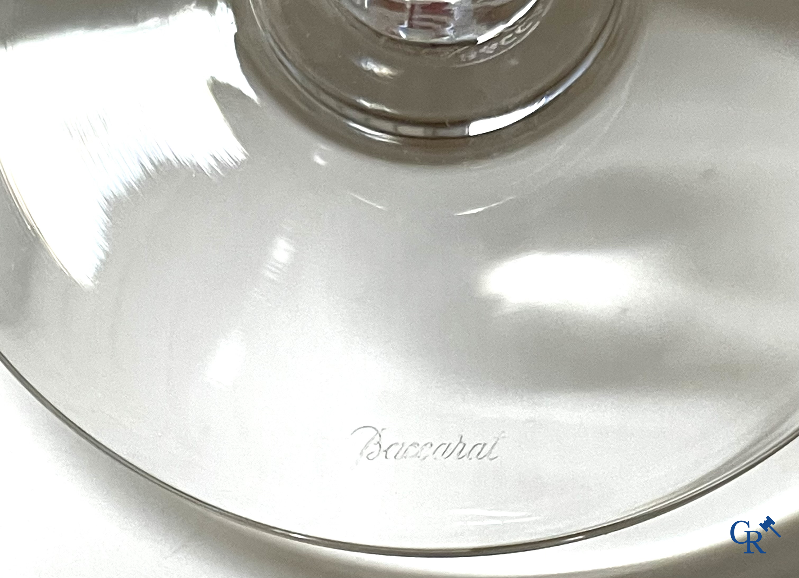 Baccarat France. A large lot (87 pieces) with crystal glasses. Mostly in the original box. Signed.