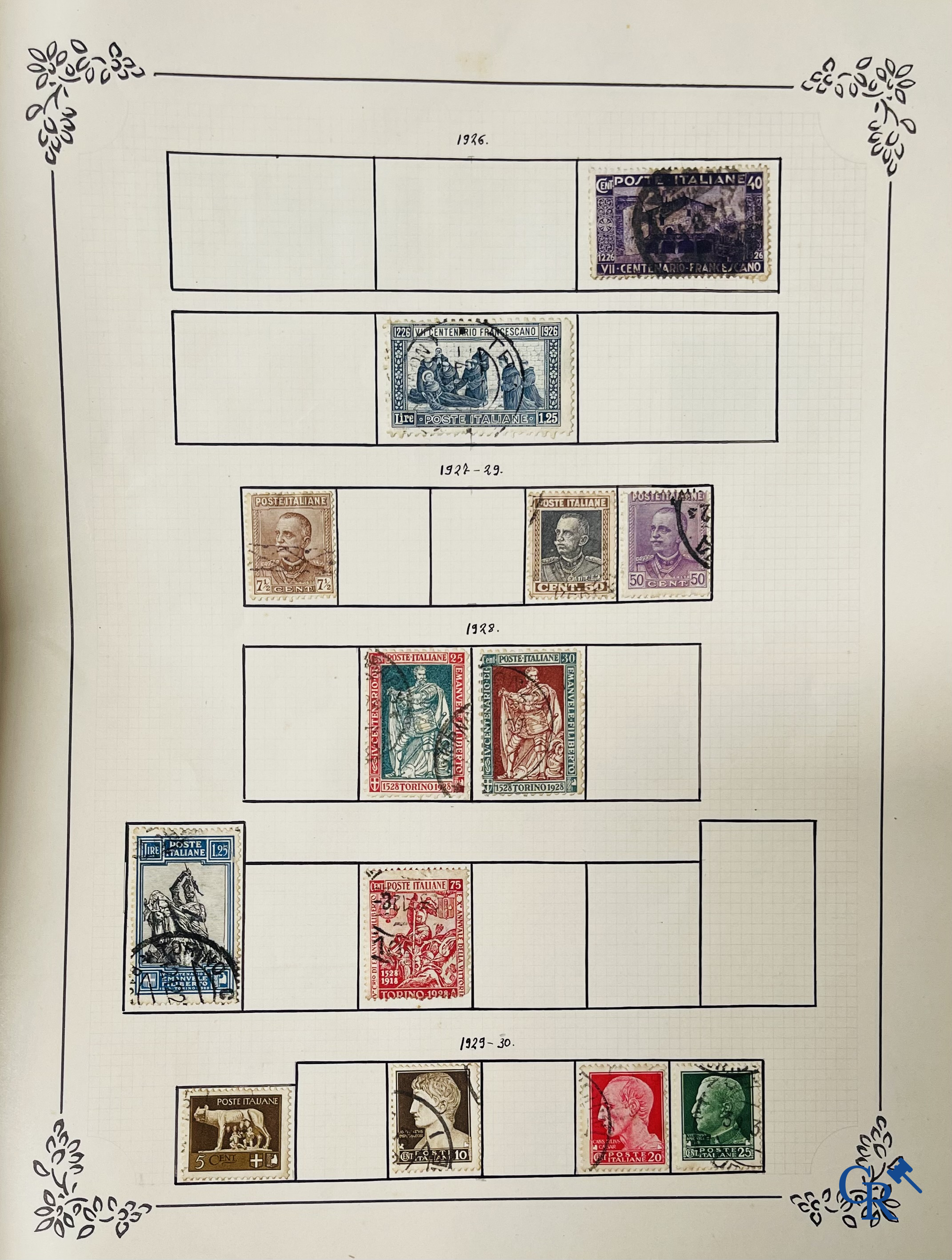 Philately. Album with various rare antique stamps, including early Belgian stamps.