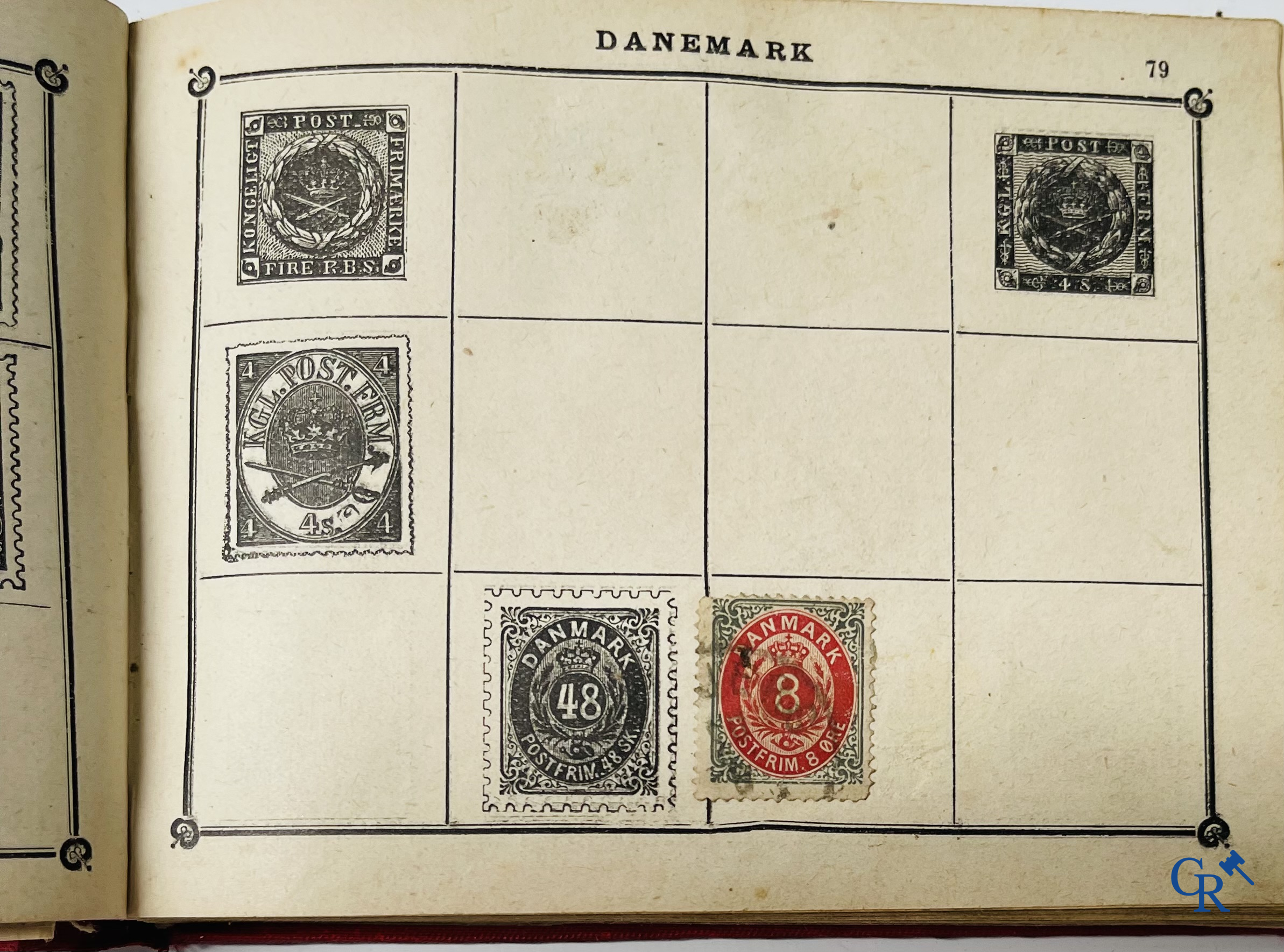 Philately. Album with various rare antique stamps, including early Belgian stamps.