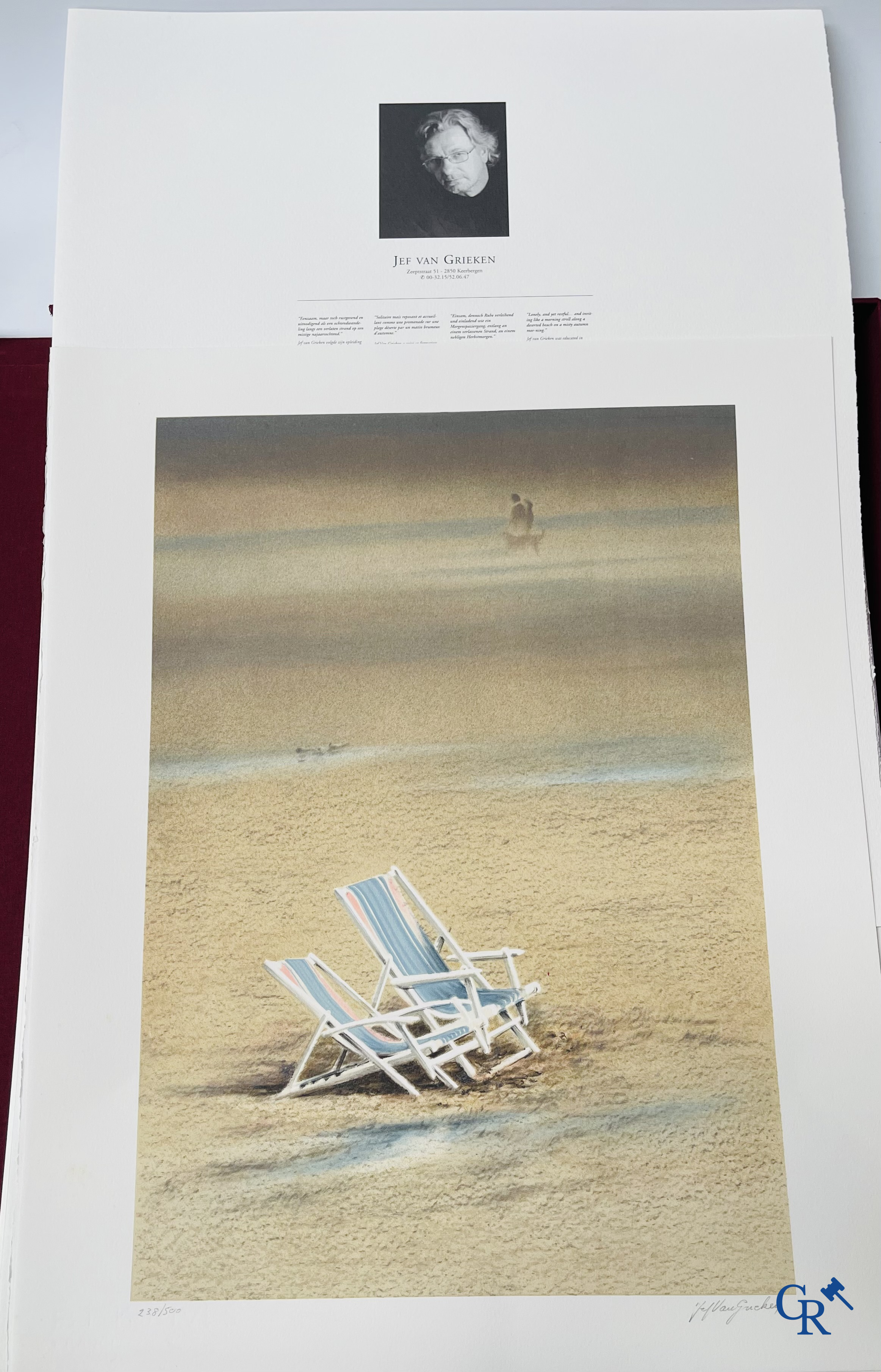 Flemish Art. Portfolio in canvas box with 10 lithographs. Signed and numbered 238/500.