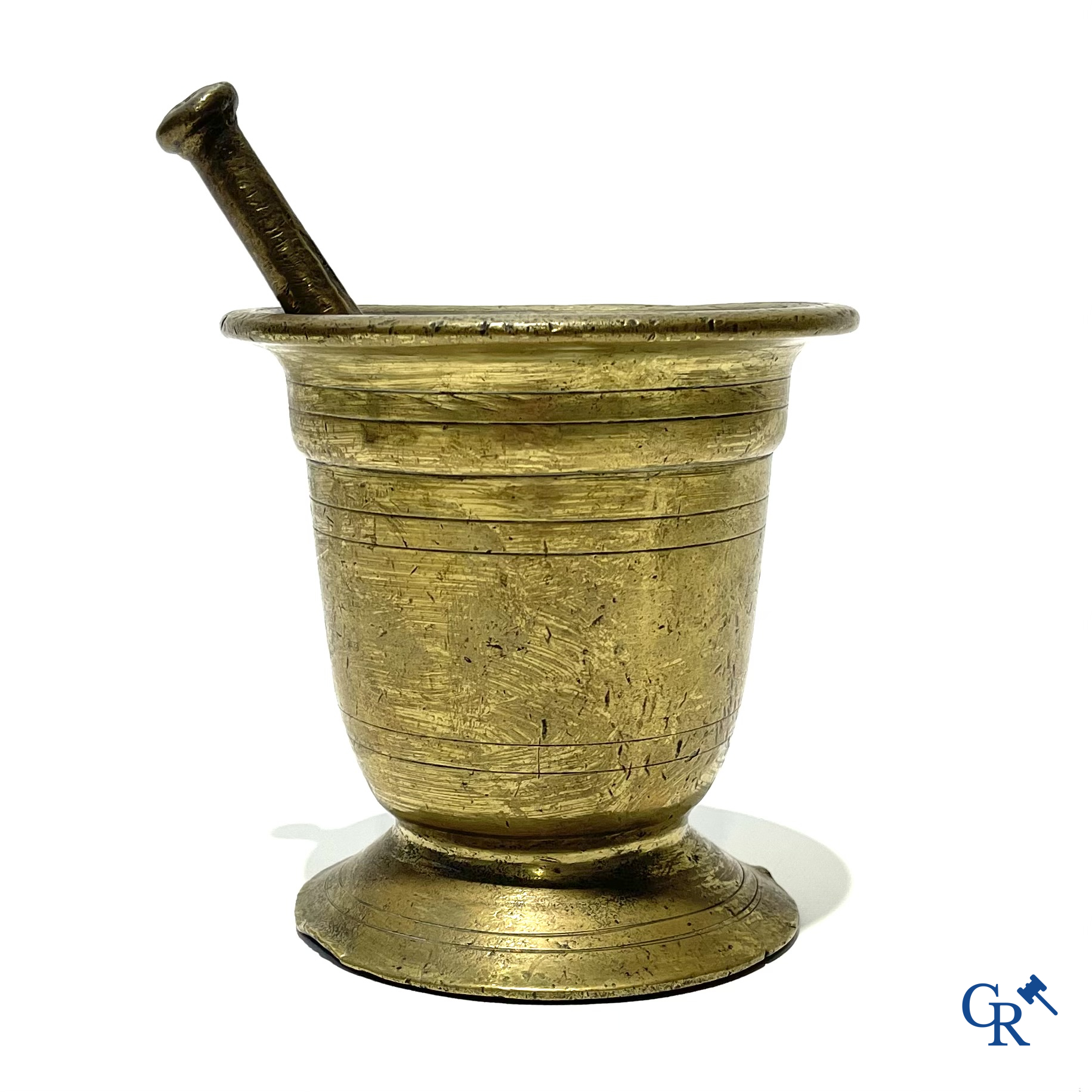 Antique chemist's bronze mortar with pestle. 18th-19th century.