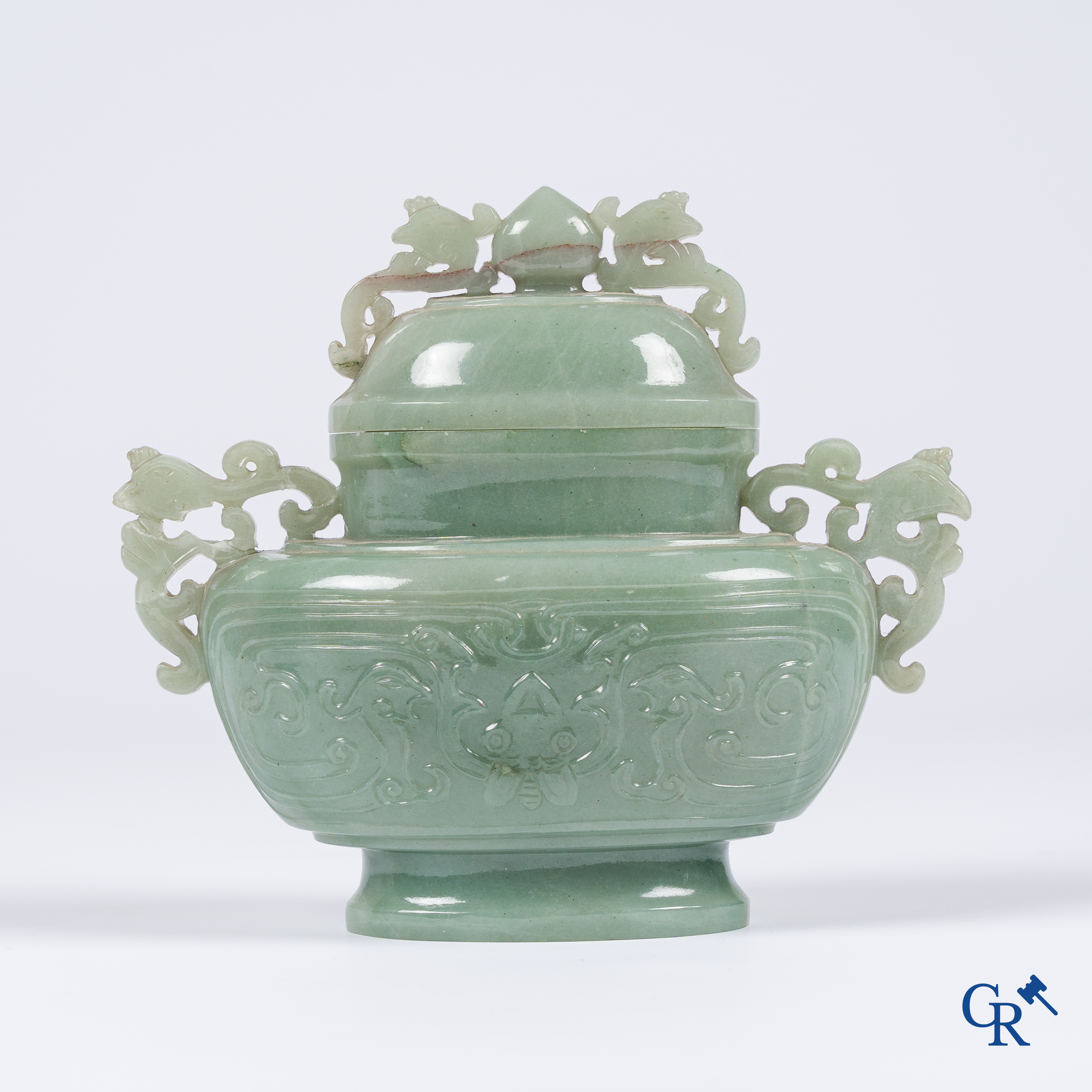 Asian art, a Chinese green jade censer.