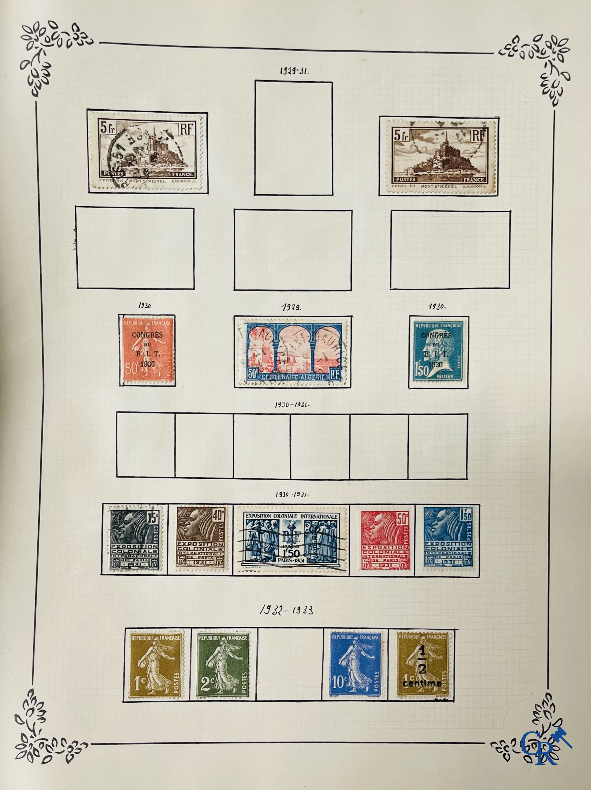 Philately. Album with various rare antique stamps, including early Belgian stamps.