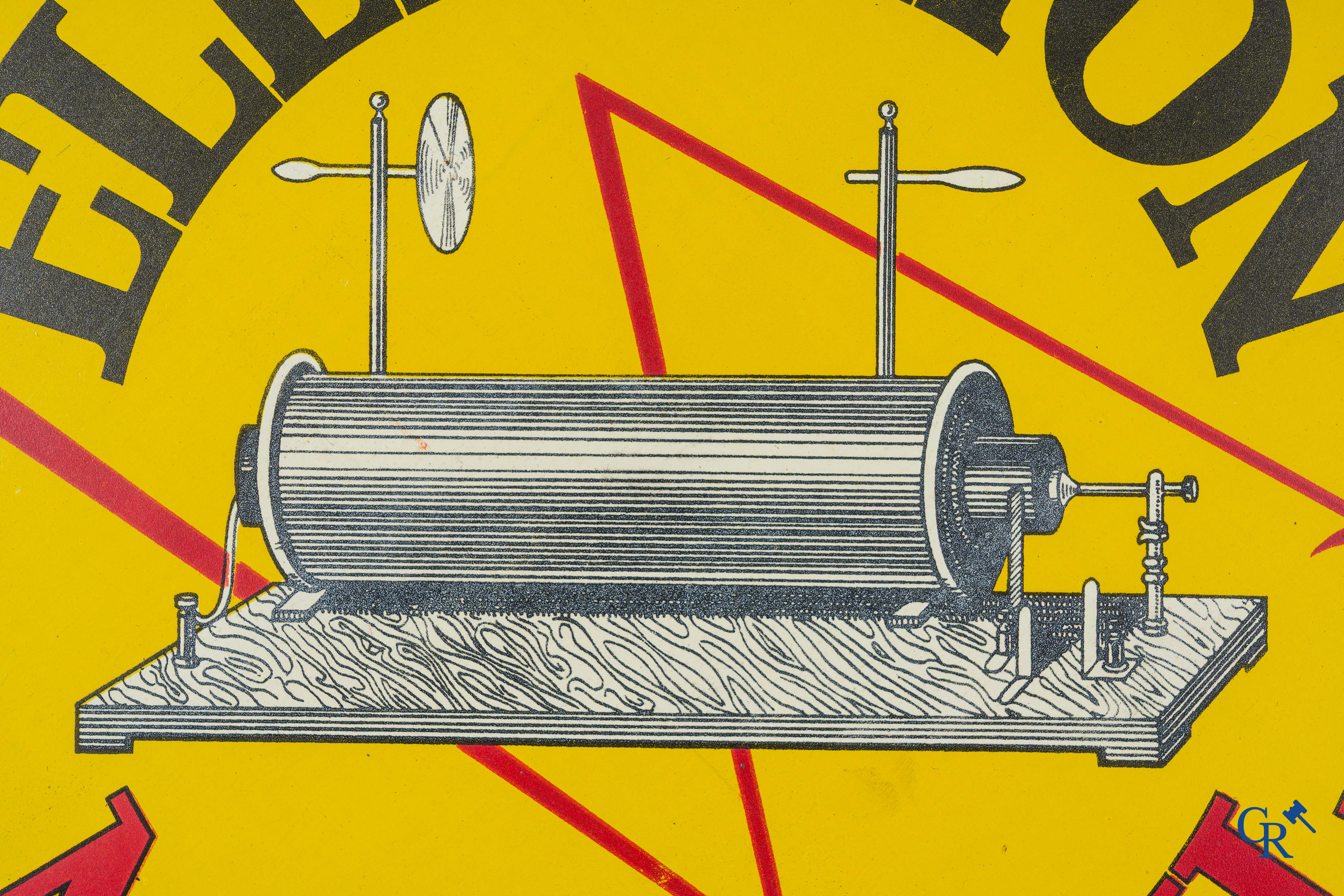 Elektrion Motor Oil, Publicity for motor oil, painted metal. Ets. J.B. Gabriels Brussels. 1946.