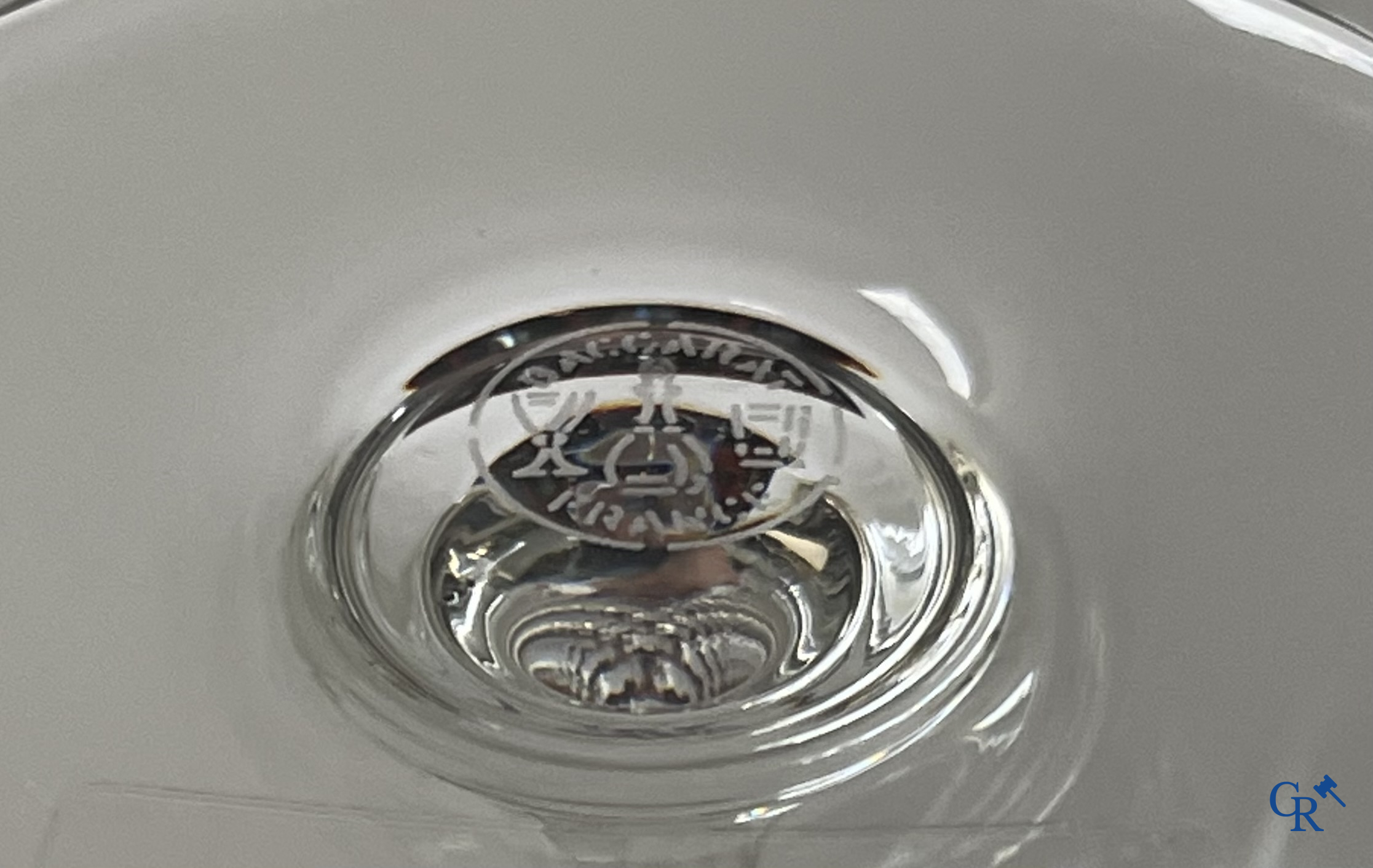 Baccarat. A set of 12 crystal cognac glasses in their original red box. Signed. New condition.