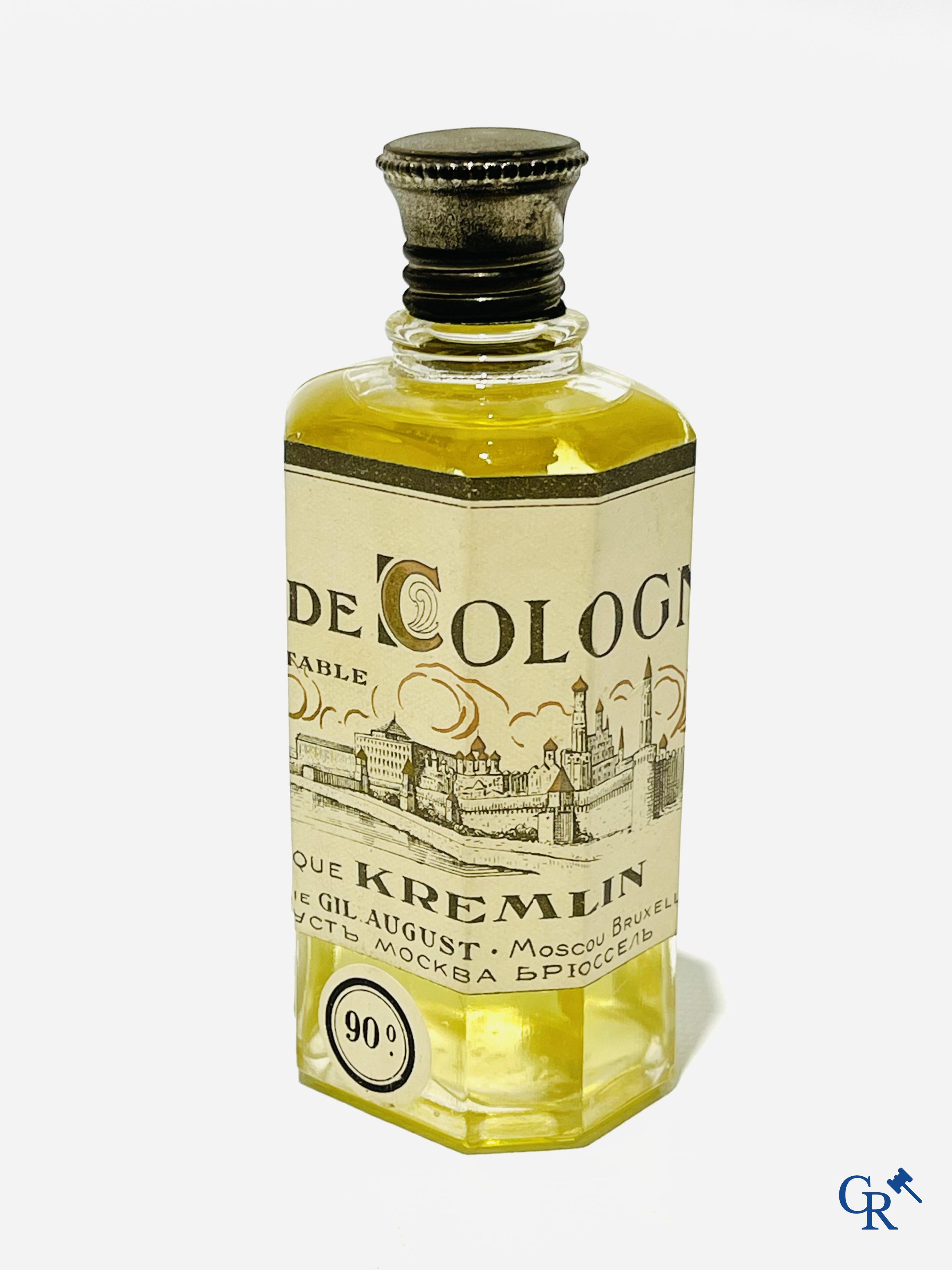 Art Deco, 4 rare Eau de Cologne bottles for Gilles August & Cie including marque Kremlin. 1940's.