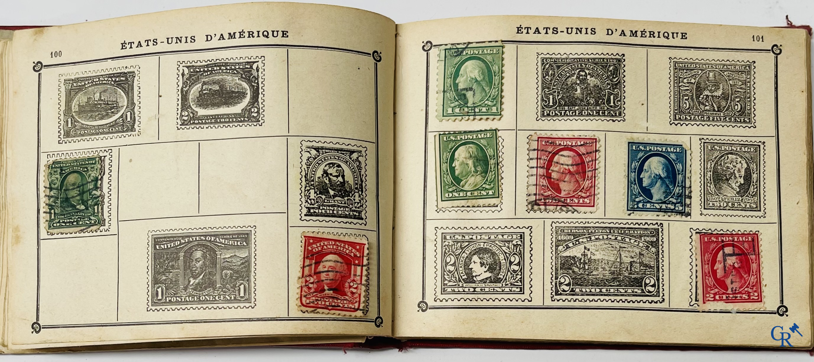 Philately. Album with various rare antique stamps, including early Belgian stamps.
