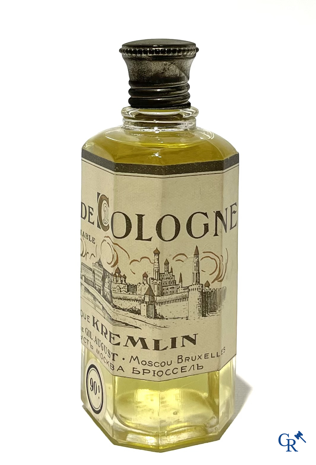 Art Deco, 4 rare Eau de Cologne bottles for Gilles August & Cie including marque Kremlin. 1940's.
