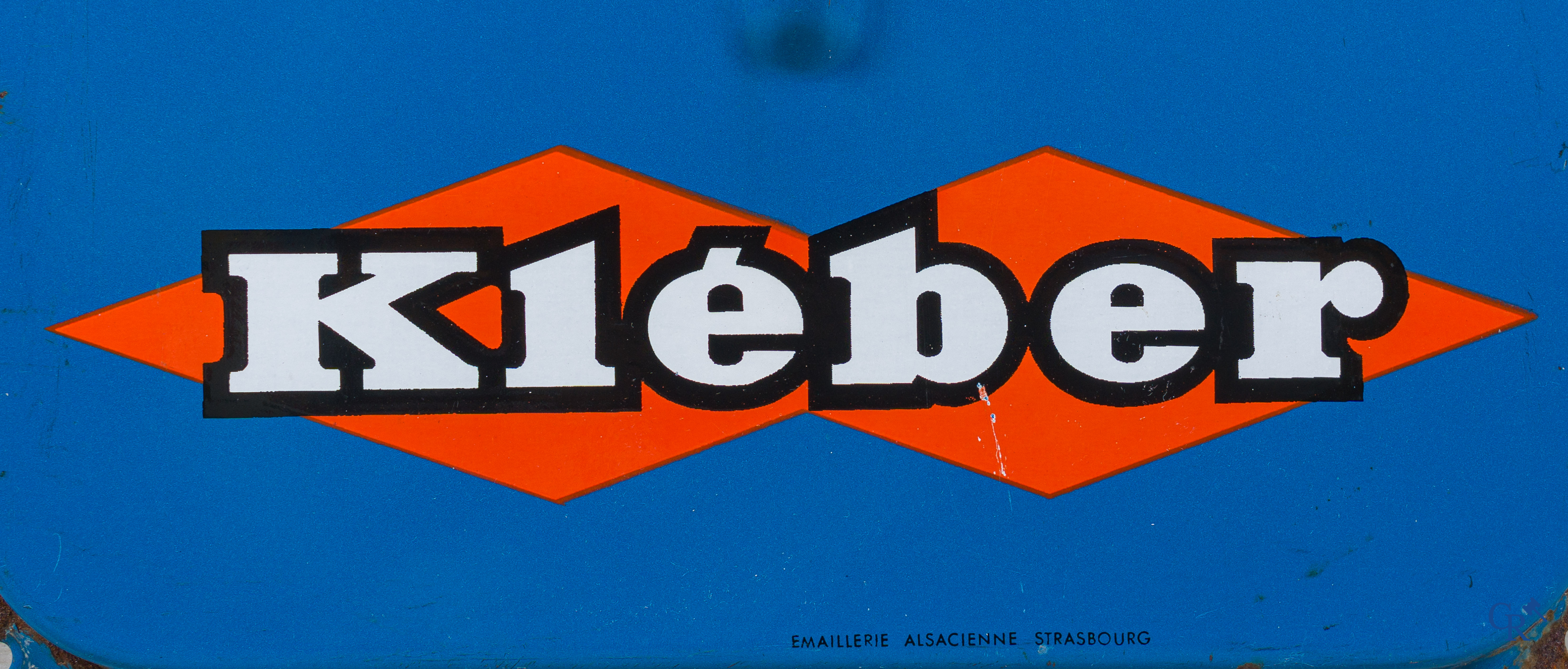 Pneus Kléber, enamel advertising thermometer for the Kléber tyre brand. Emaillerie Alsacienne Strasbourg.