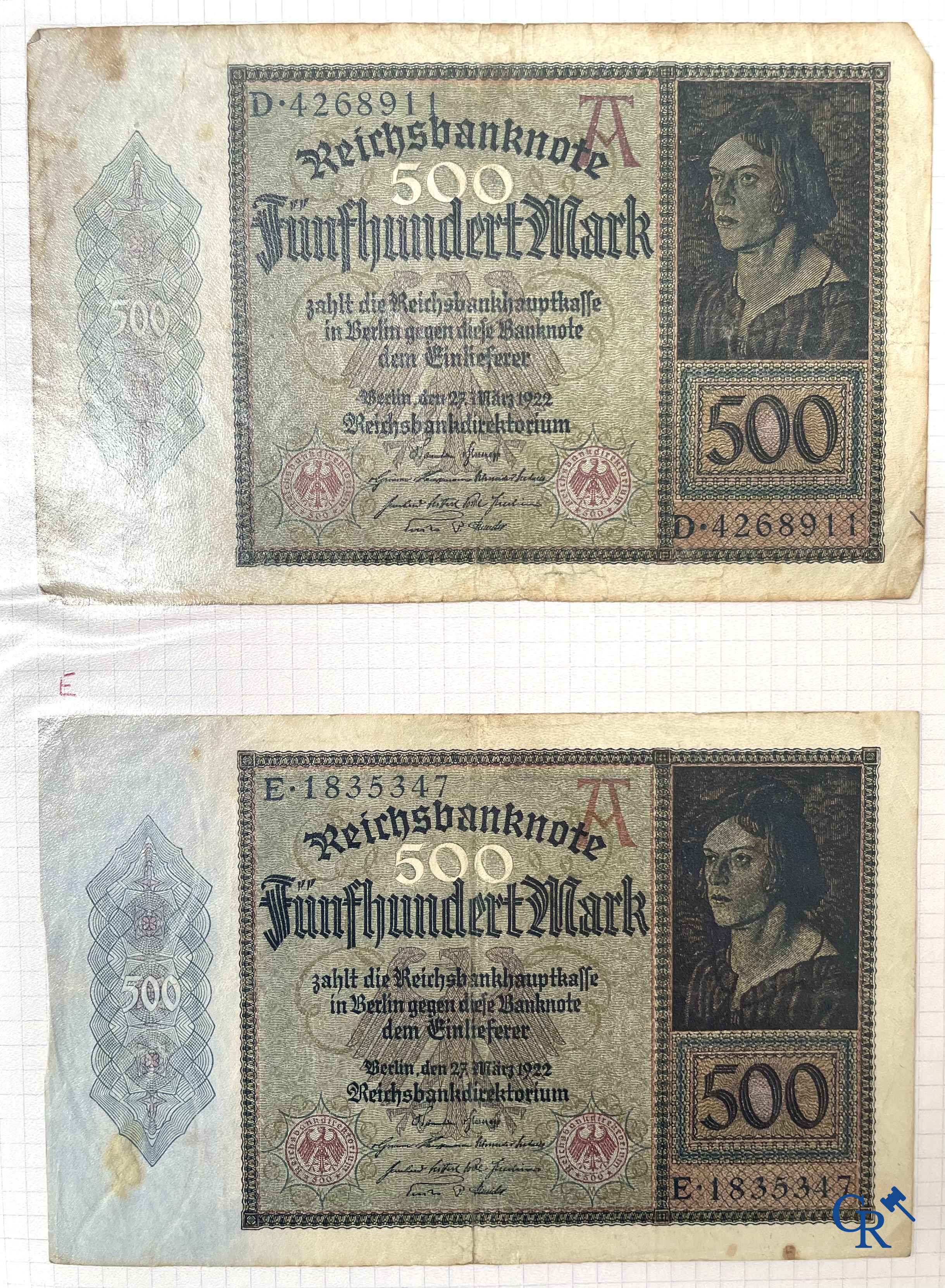 Old coins and banknotes. A large collection of old coins and banknotes. Multiple coins in silver.