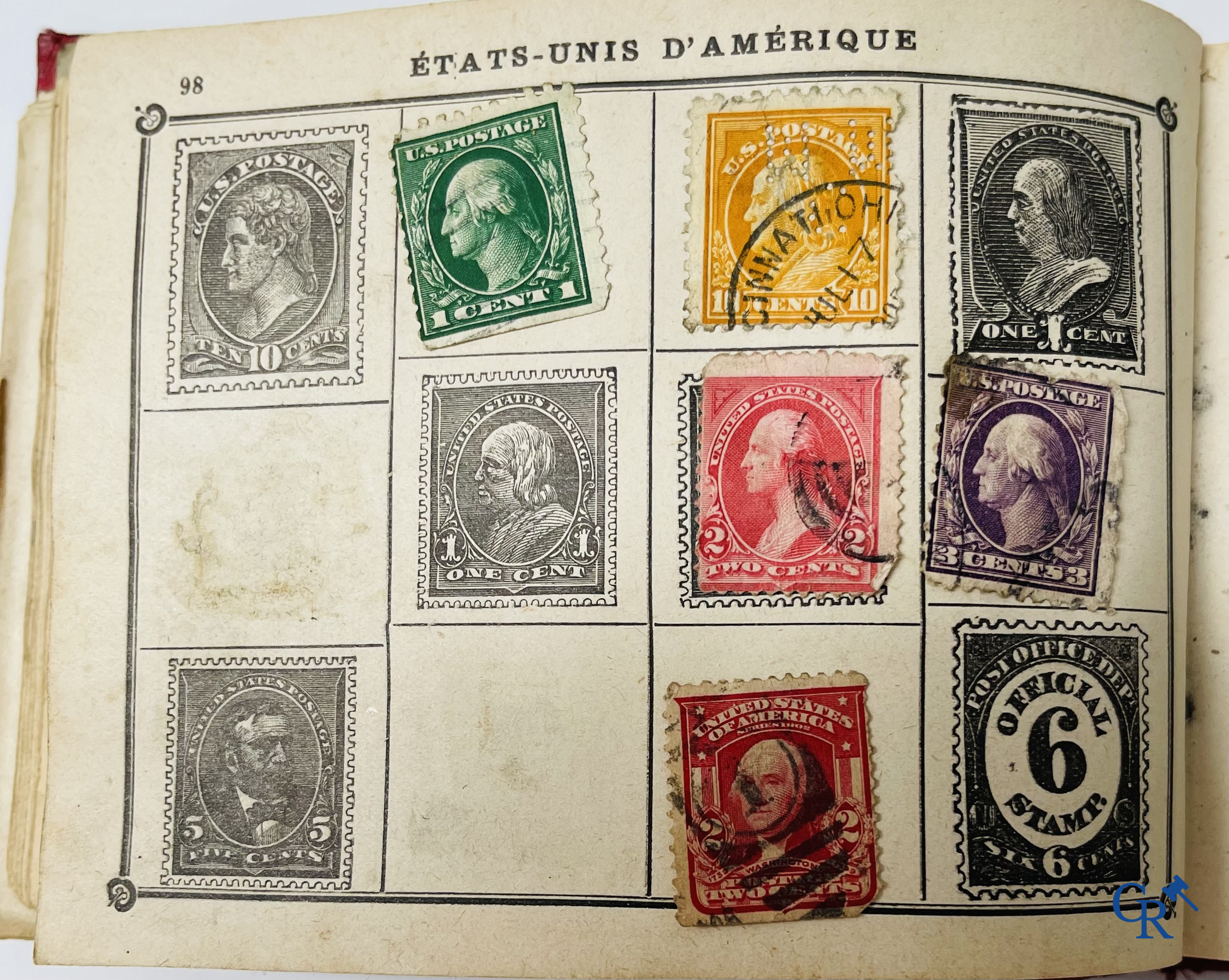 Philately. Album with various rare antique stamps, including early Belgian stamps.
