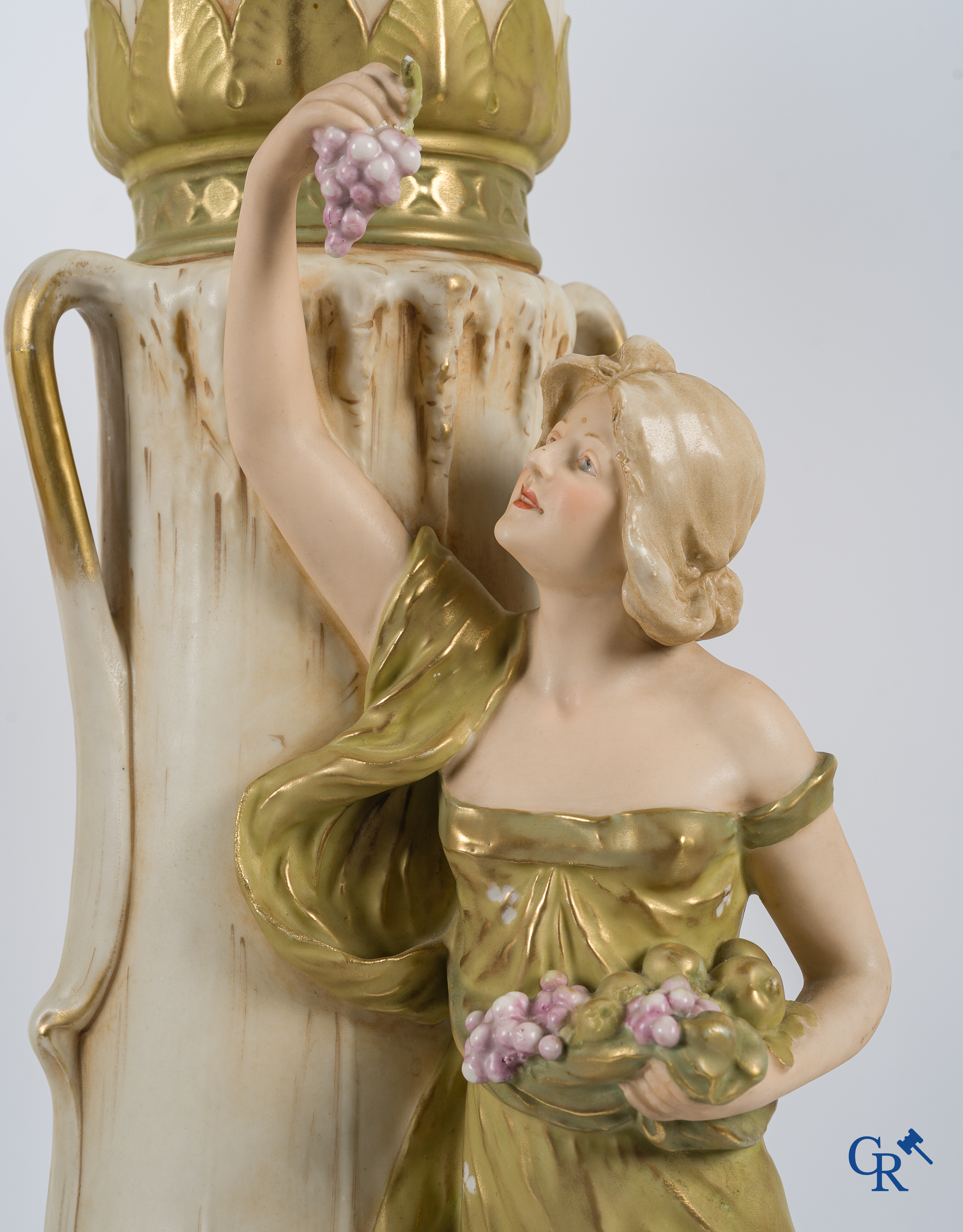 Royal Dux Bohemia. Imposing 3 pair in porcelain. Art Nouveau. Marked. Circa 1900.