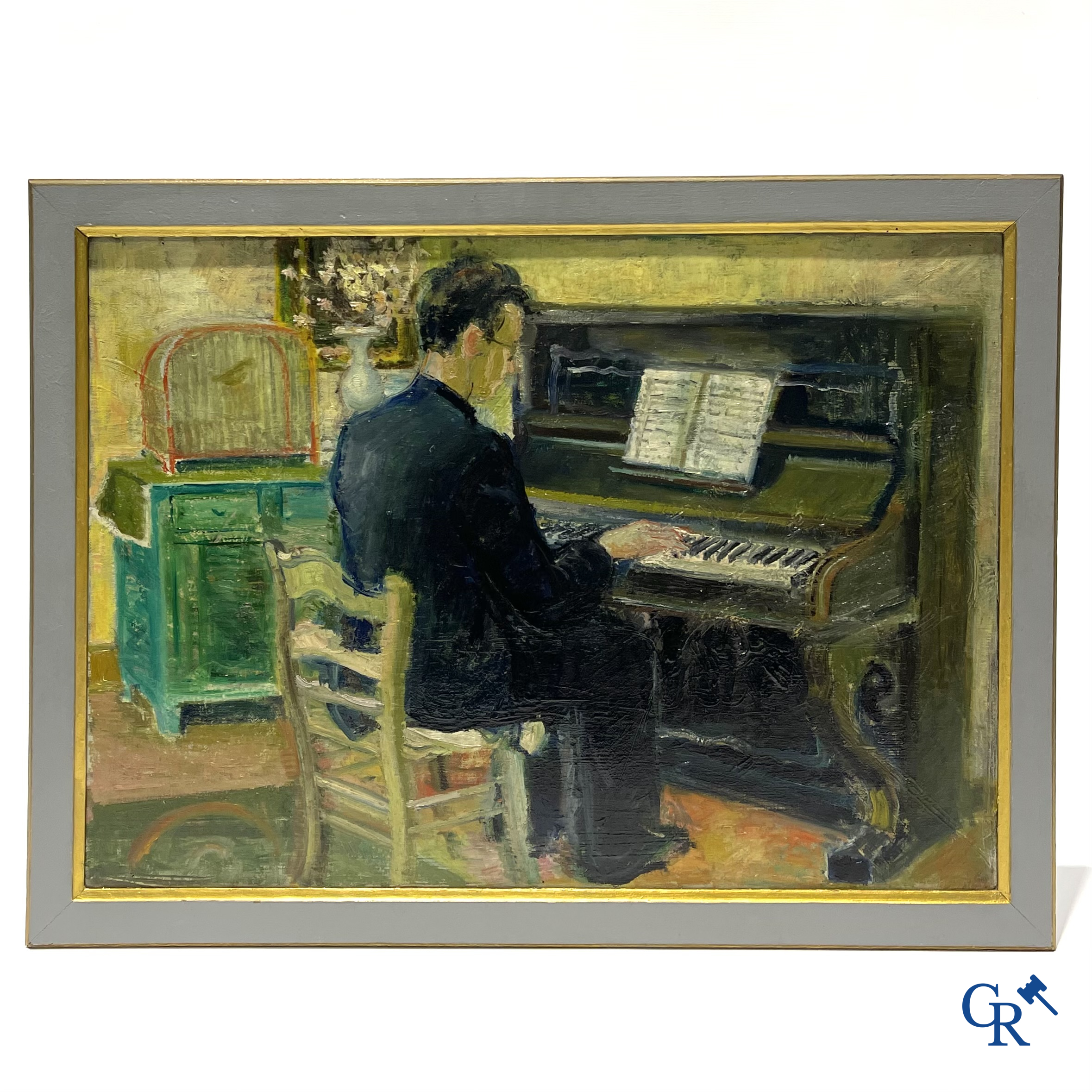 The Pianist. Painting, oil on canvas. Not signed.