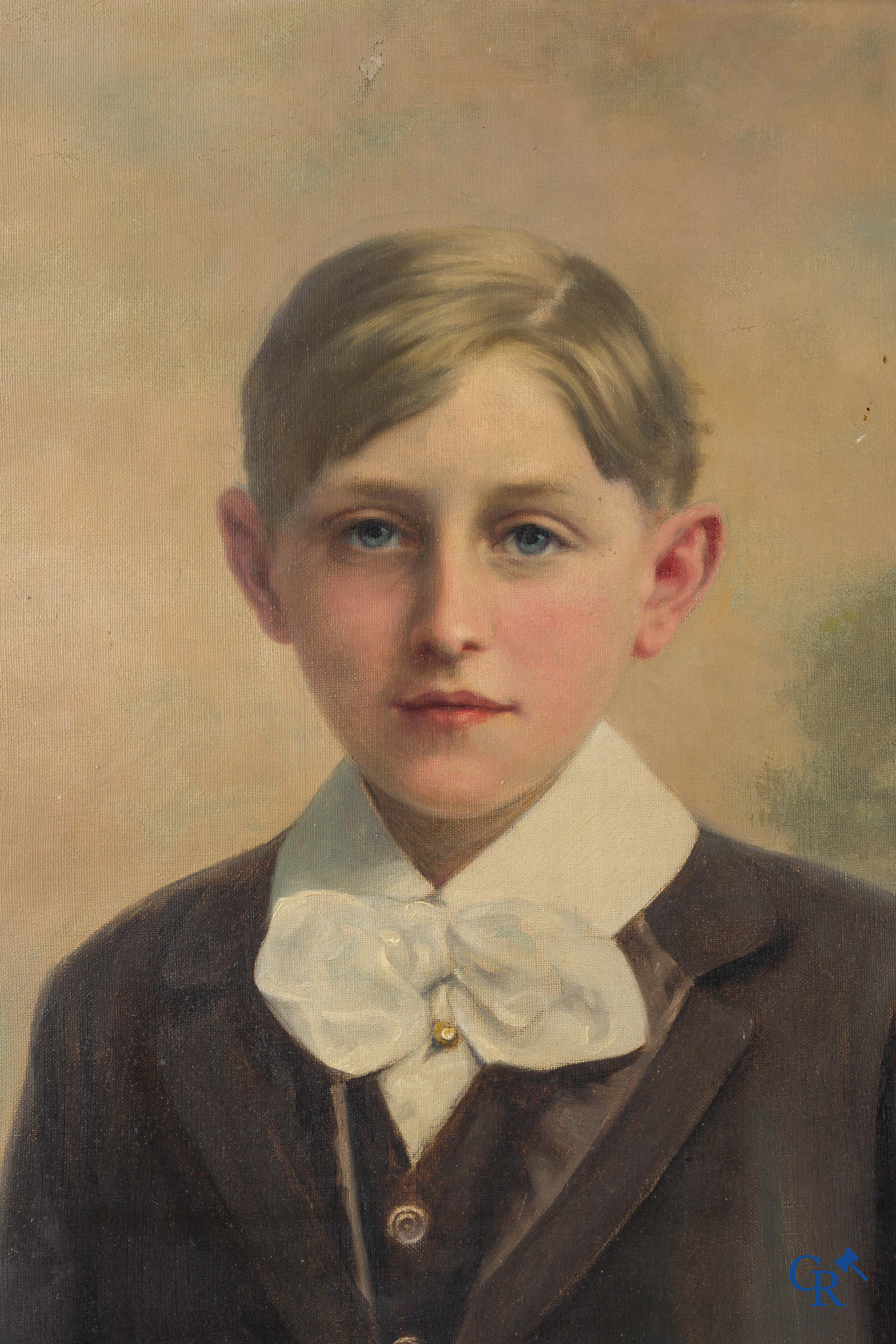 Charles Joseph Van Landuyt (1854-1934) Portrait painting of a young man. Oil on canvas.