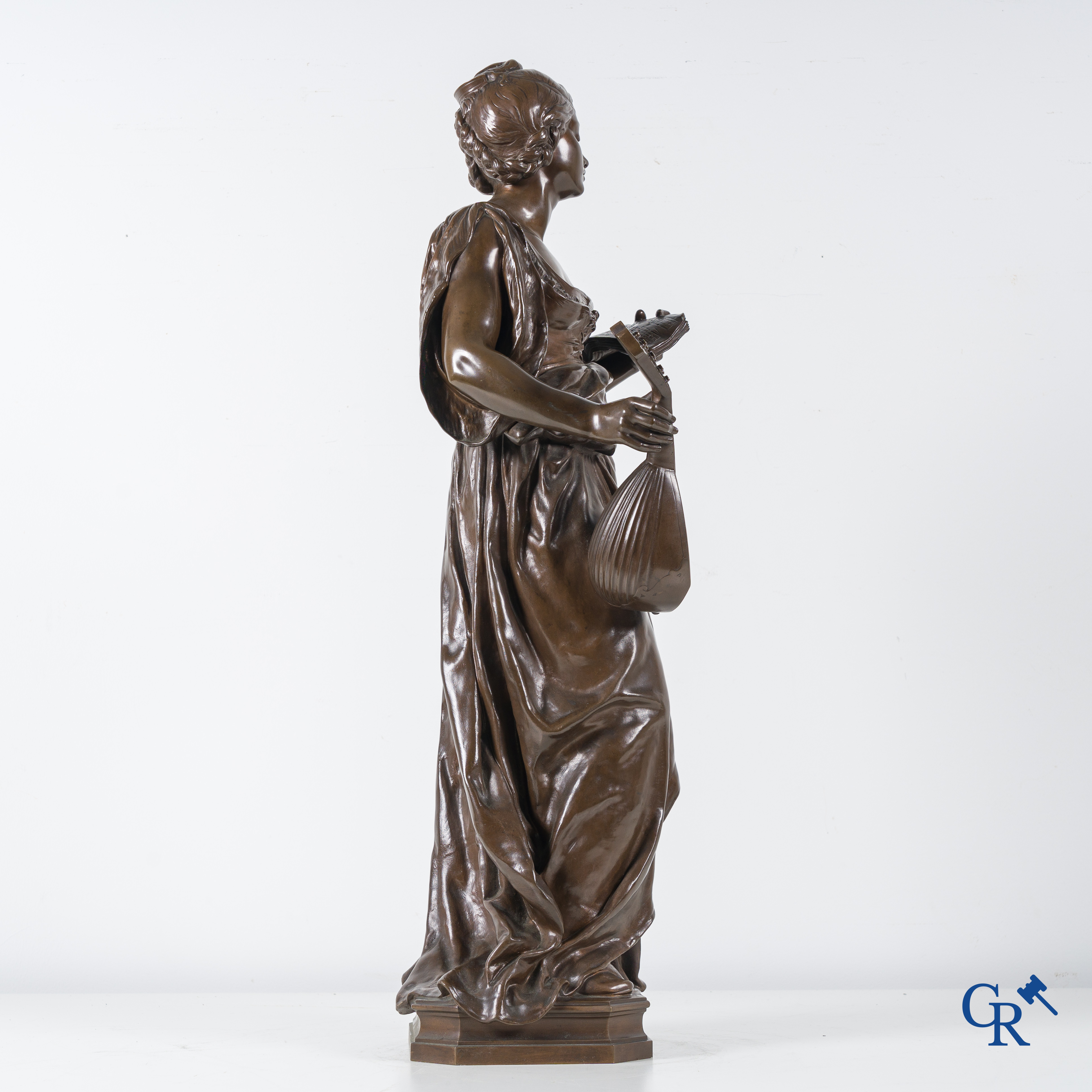 Louis Ernest Barrias (1841-1905) Melody. Bronze statue with brown patina. Thiebaut frères Fondeurs.