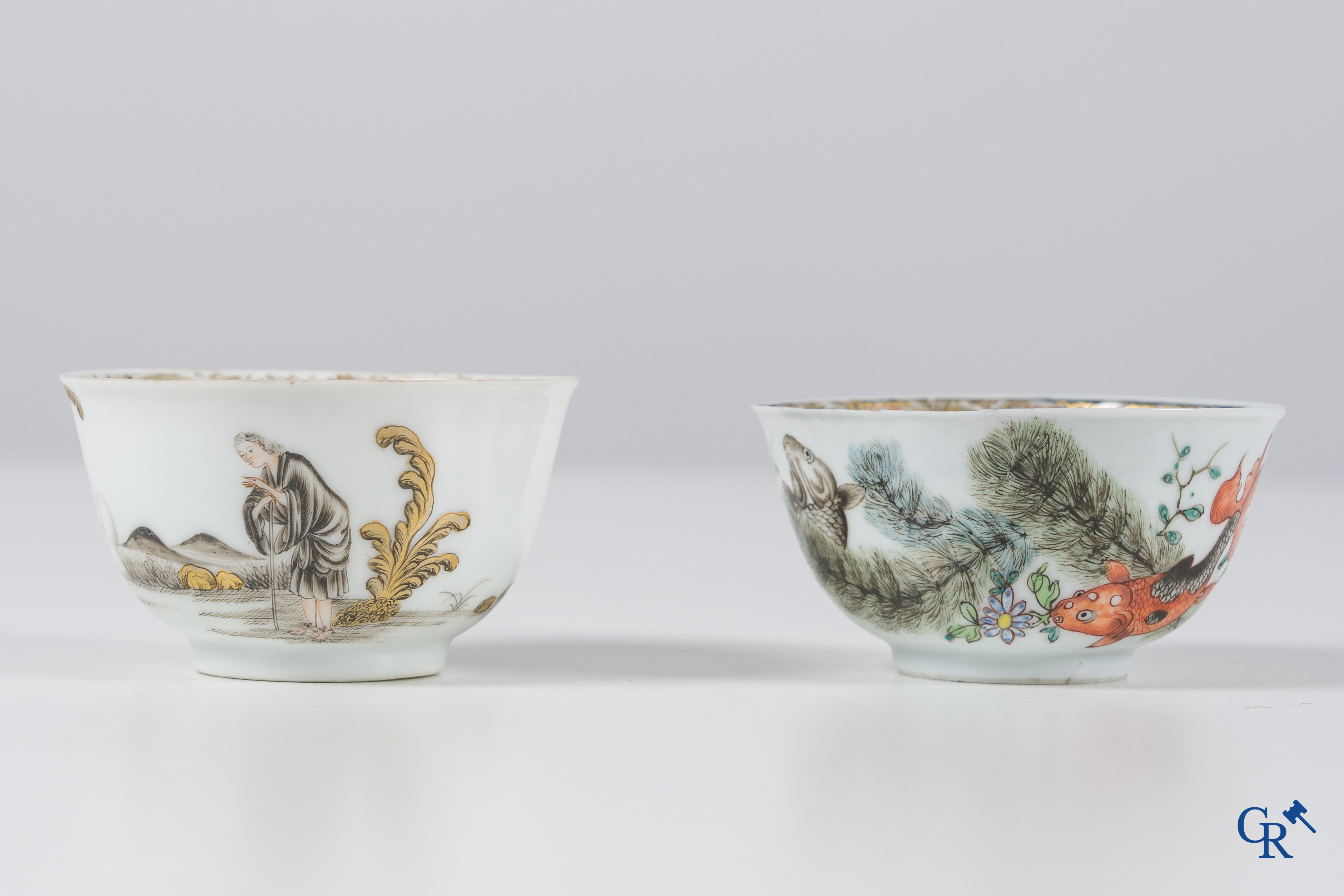 Aziatica: Chinees porselein met grisaille en famille rose decor, Compagnie des Indes. 18e eeuw.