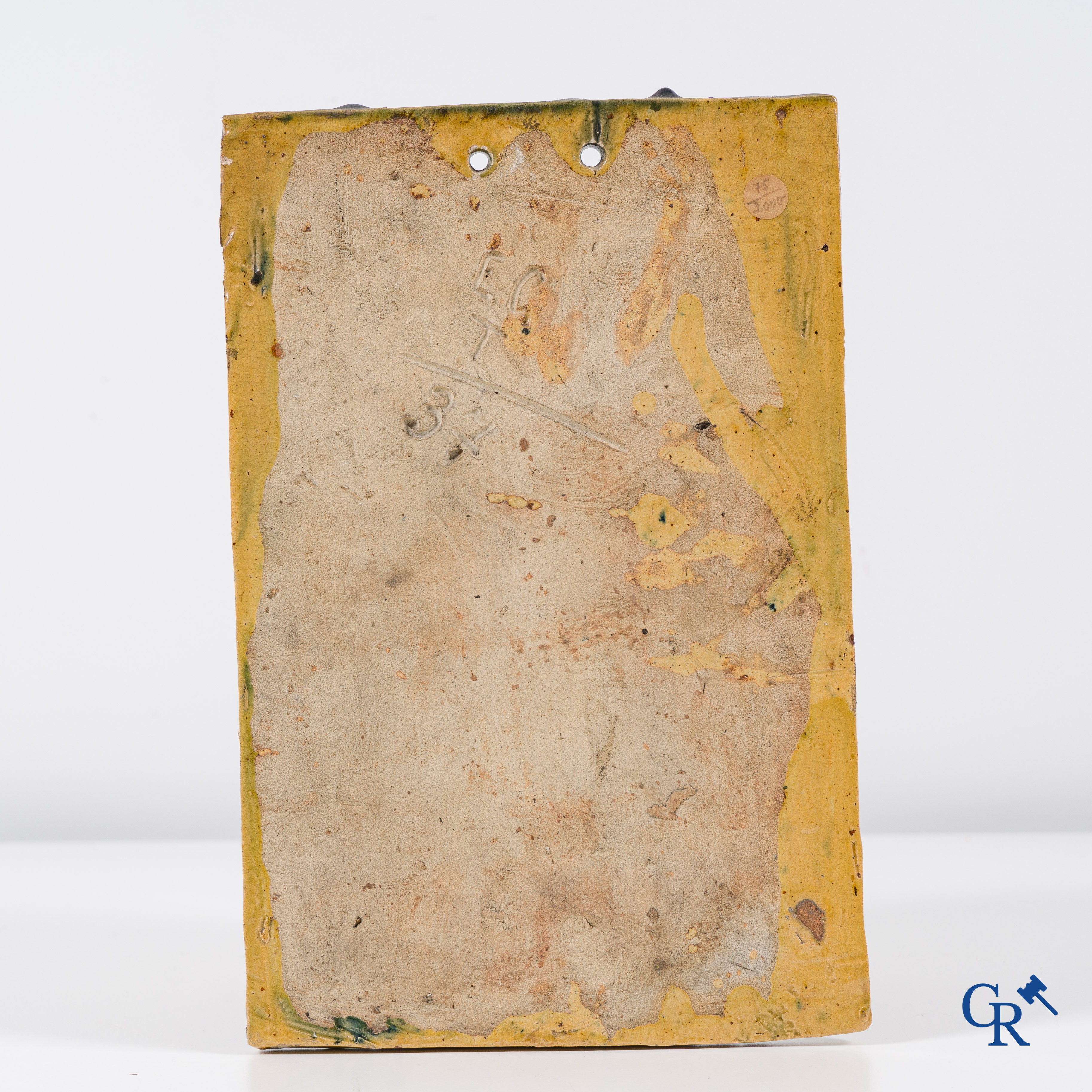 Embrechts-Genouw Torhout. Flemish pottery. An extremely rare rectangular wall tile in Torhout pottery.