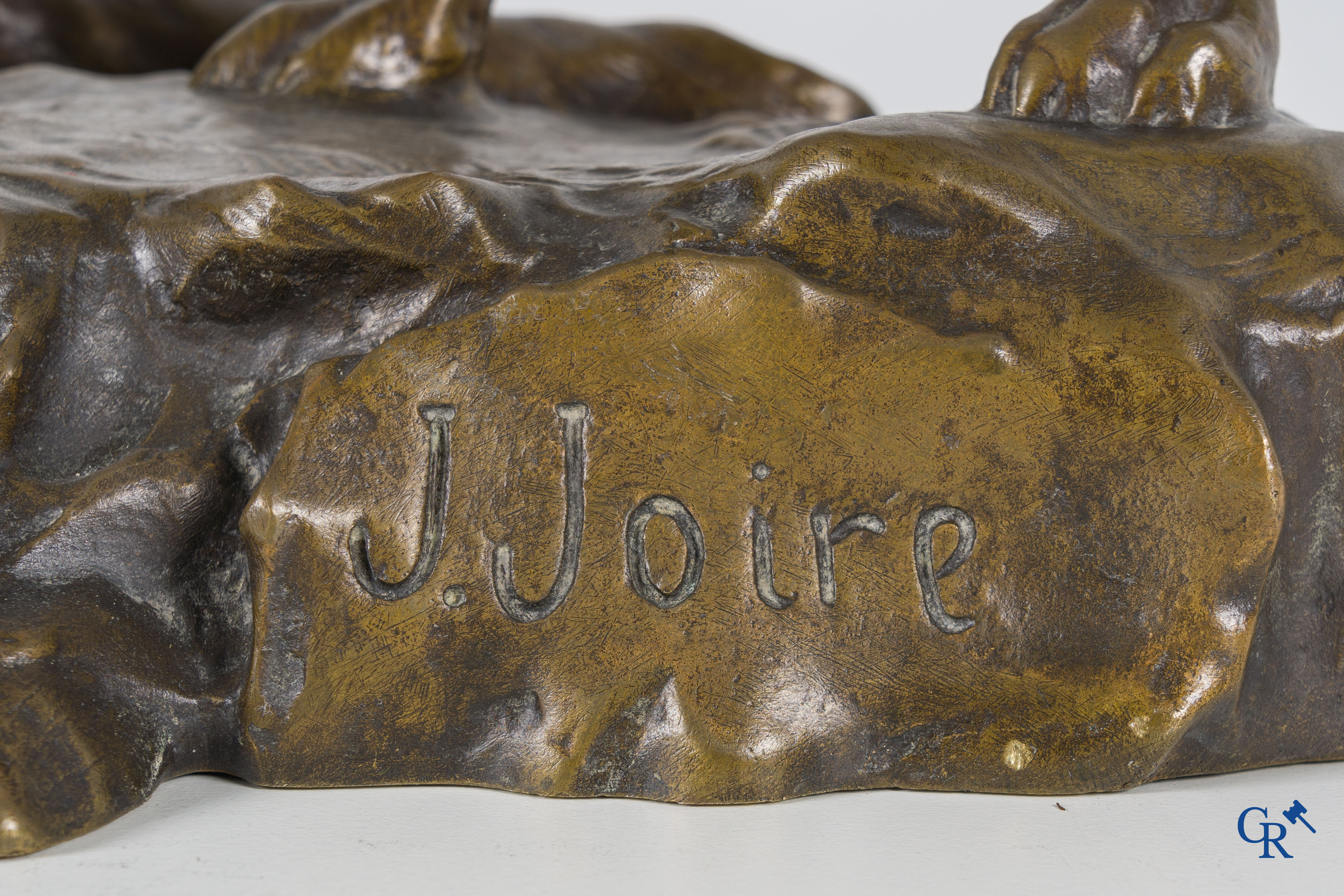 Jean Joire (1862-1950) Bronze representation of 2 shepherd dogs. Foundry stamp Susse frères Editeurs.