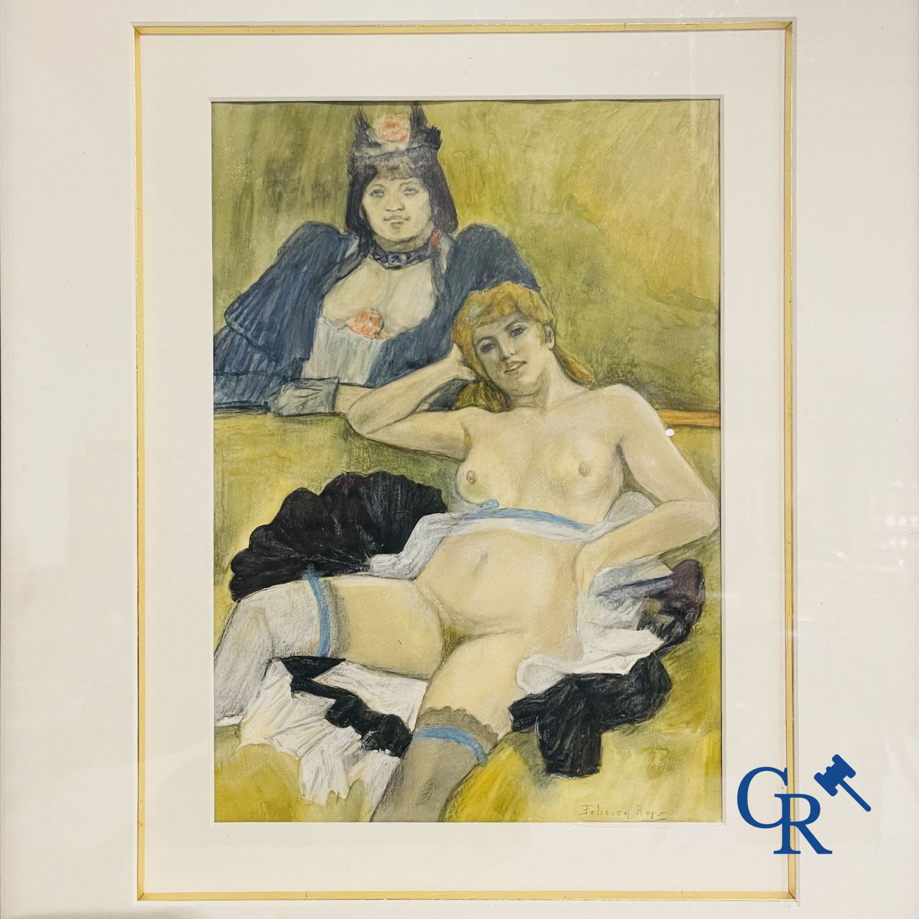 Naar Felicien Rops (1833-1898) "Les deux amies."