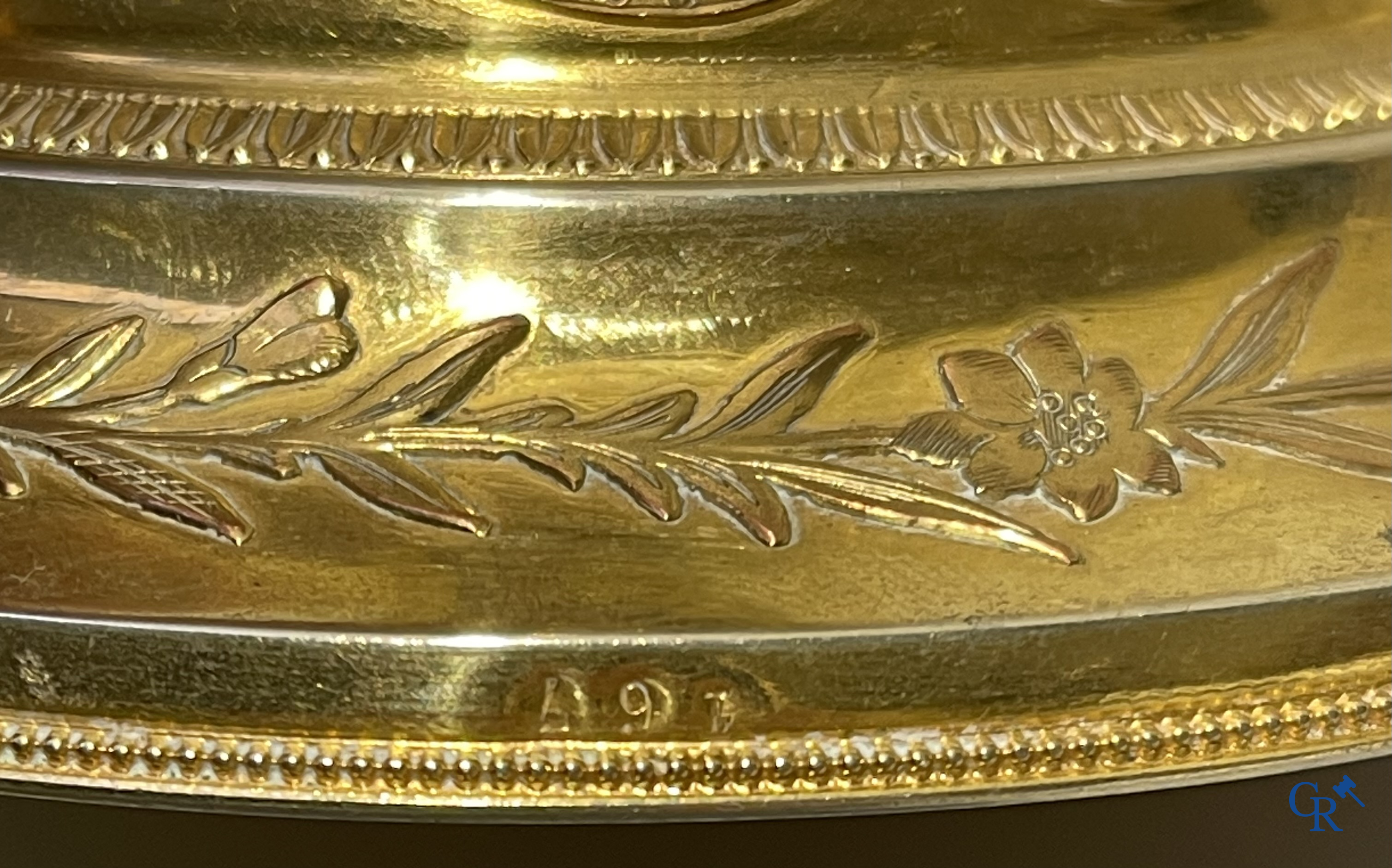 Objets religieux, un ciboria partie en vermeil avec 17 diamants taille brillant incorporés. 1ère titre. 19ème siècle.