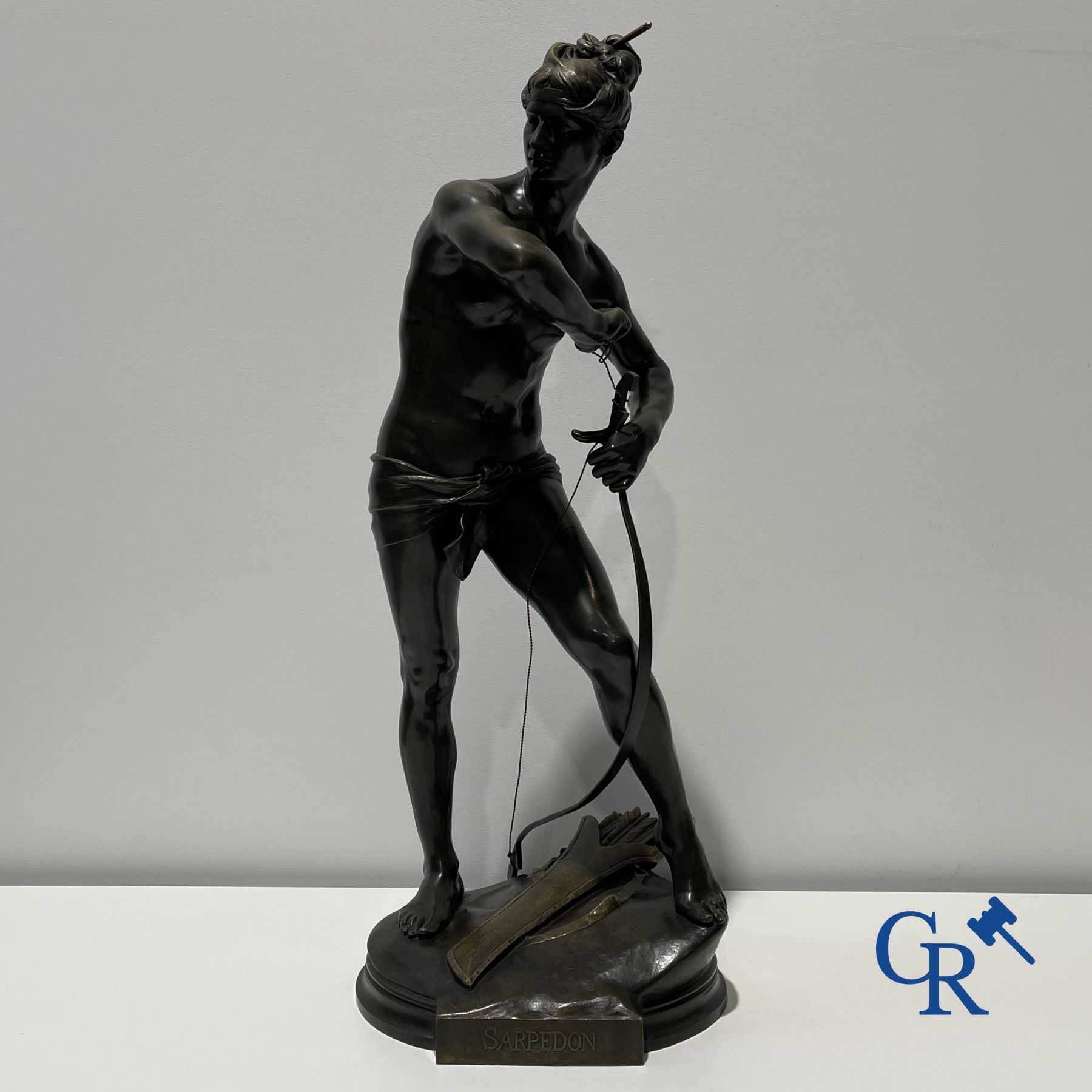 Henri Peinte (1845-1912) "Sarpedon" Groot bronzen beeld. Gesigneerd H. Peinte. Gieterij Siot Decauville fondeur Paris.