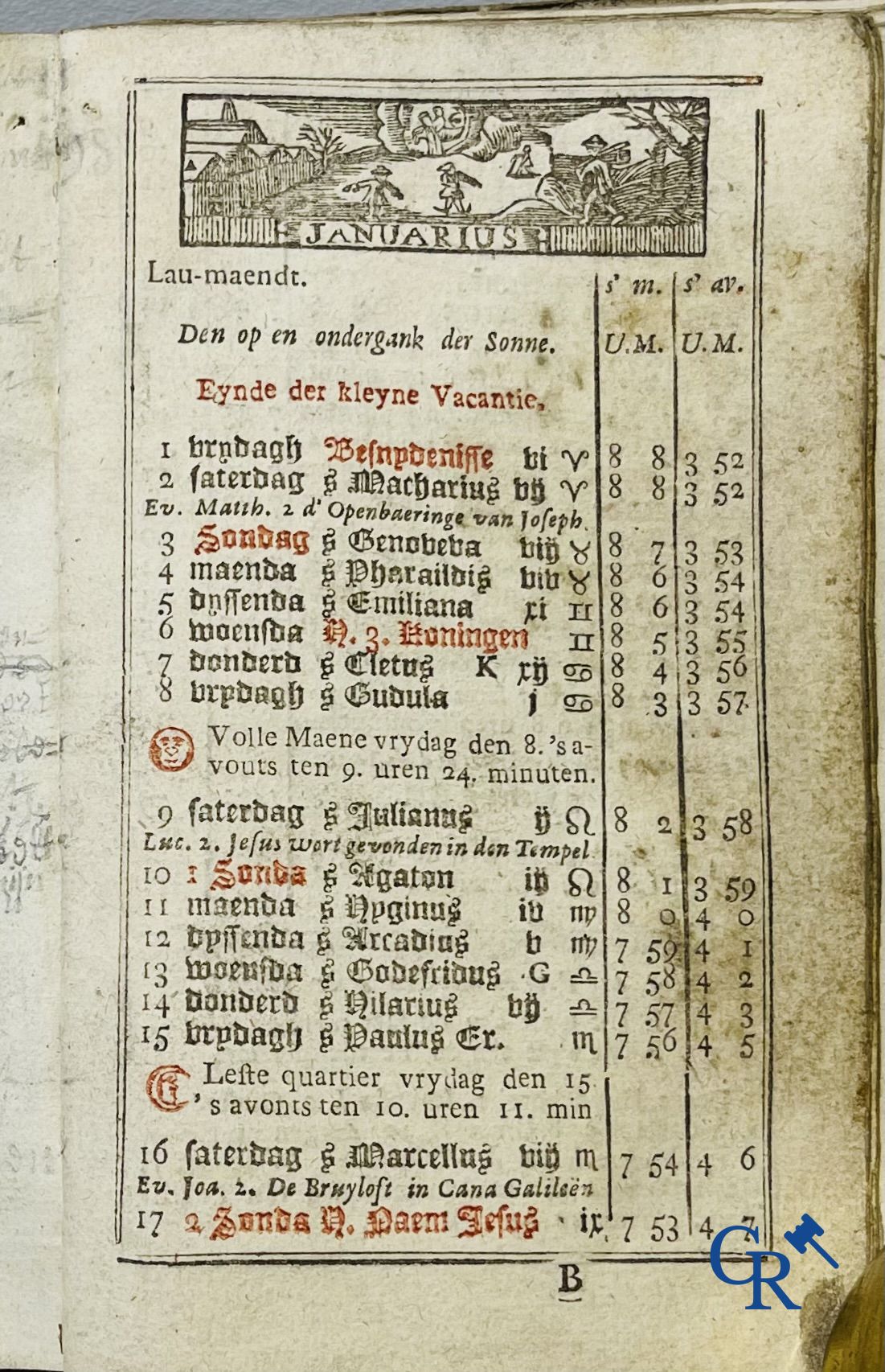 Oude boekdrukken: Jan Van Raedersterre, Den nieuwen Vlaemschen comptoir Almanach. 1773 Petrus Joannes Vereecken.