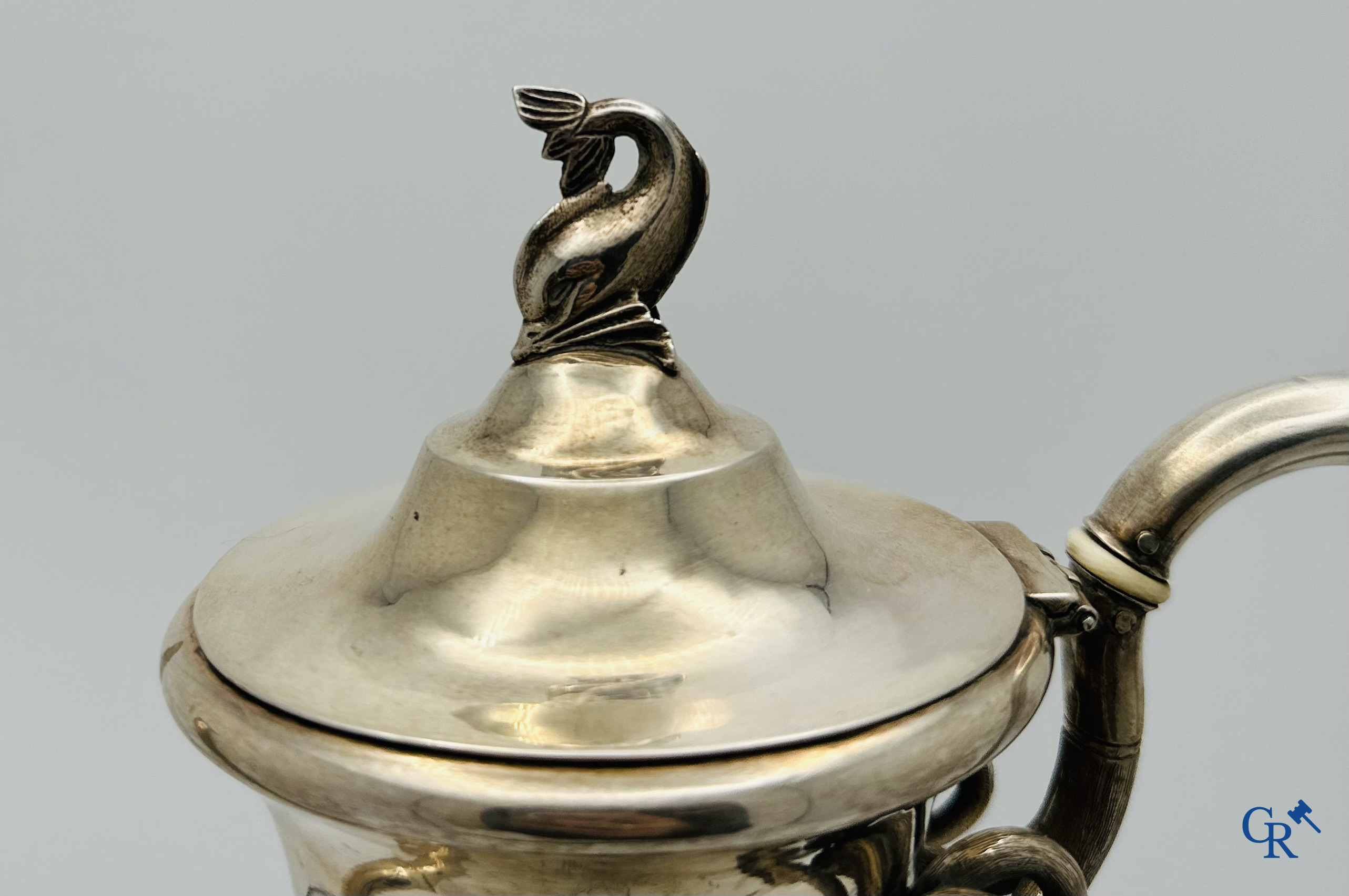 Silver: Jug in silver, multiple hallmarks.