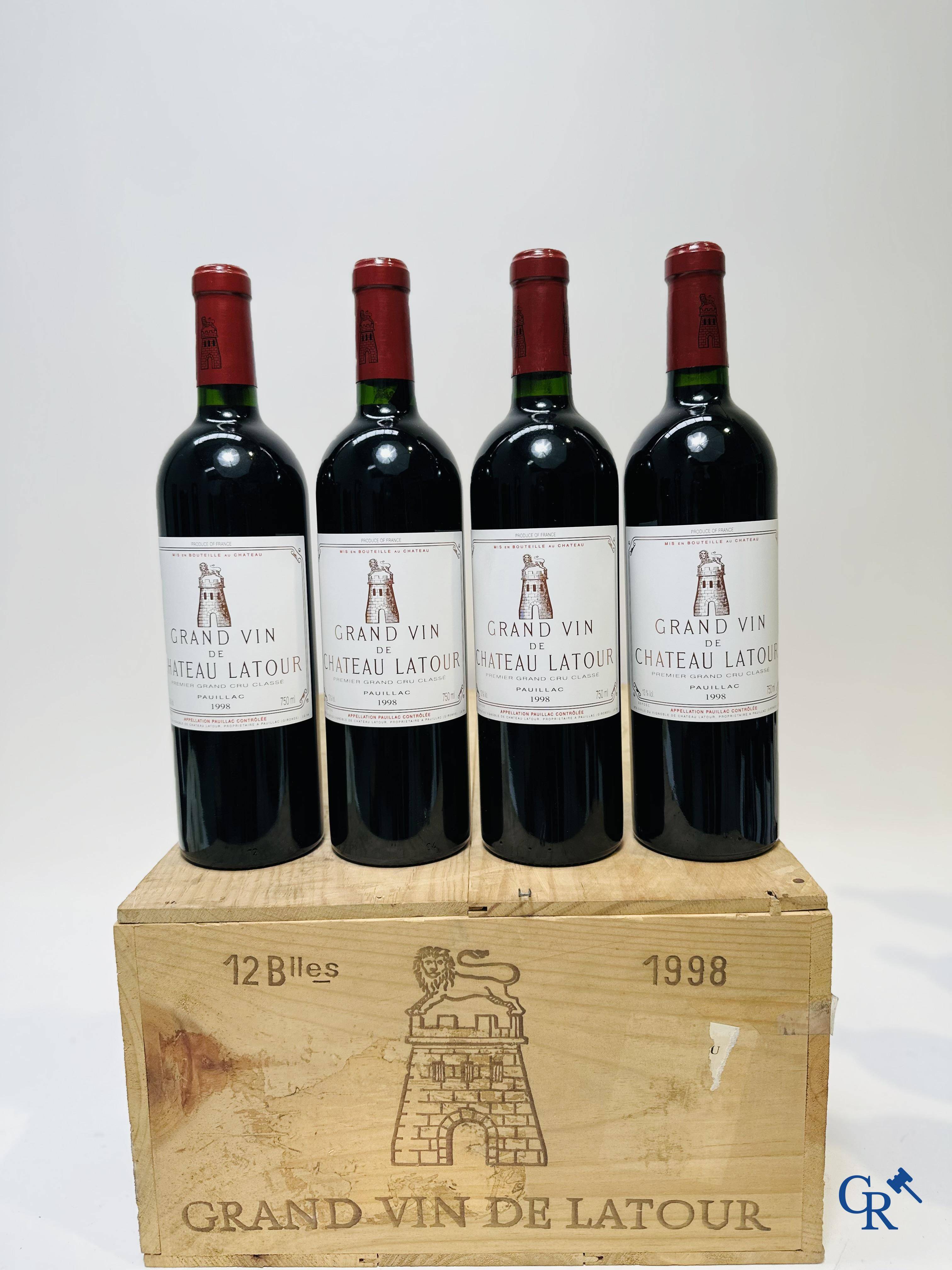 Wijn - Bordeaux: Château Latour 1998, 0,75L. Rouge. 1er Grand Cru Classé. 12 flessen.