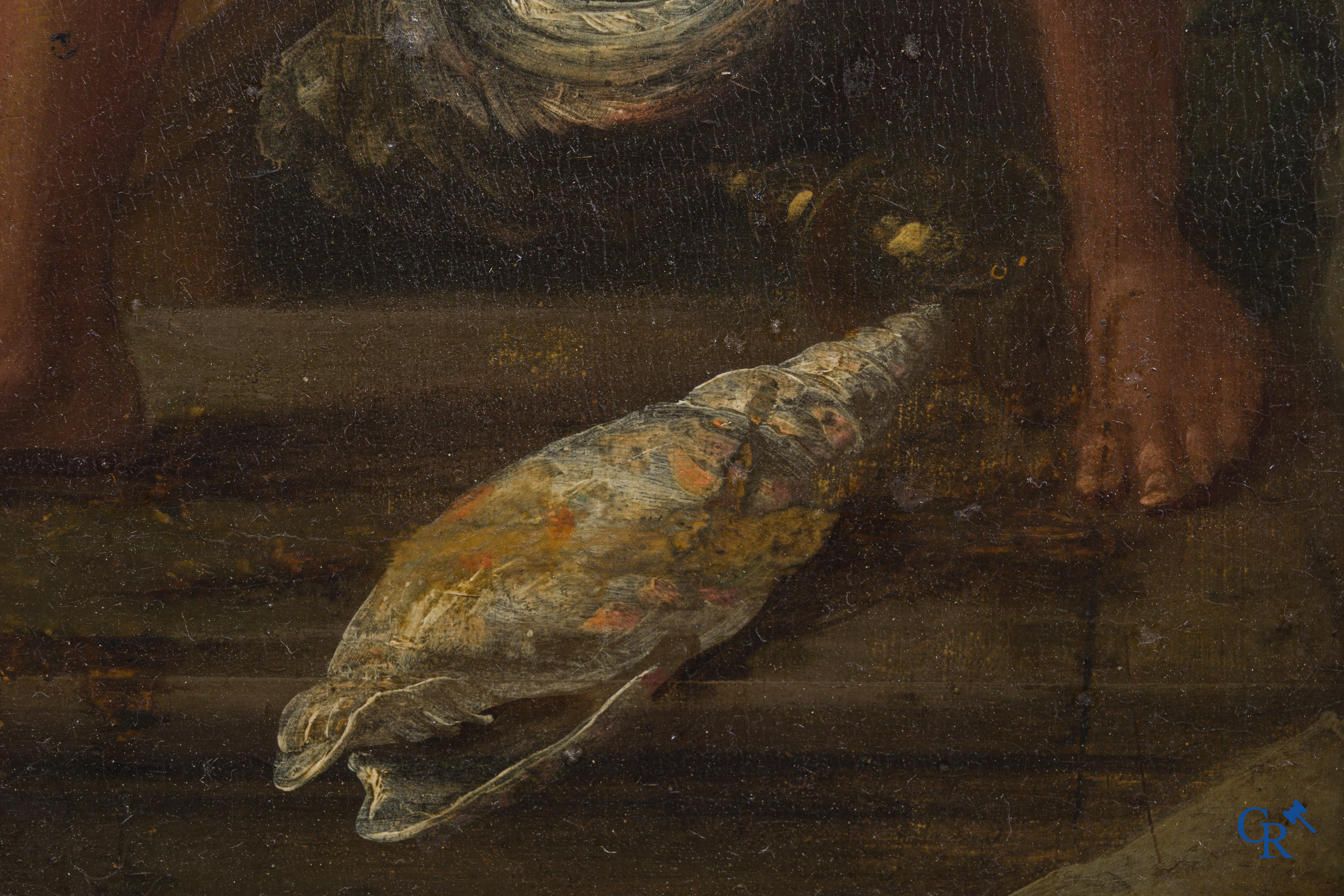 Schilderij, olie op paneel. Fragment van een groter schilderij. 17e eeuw.