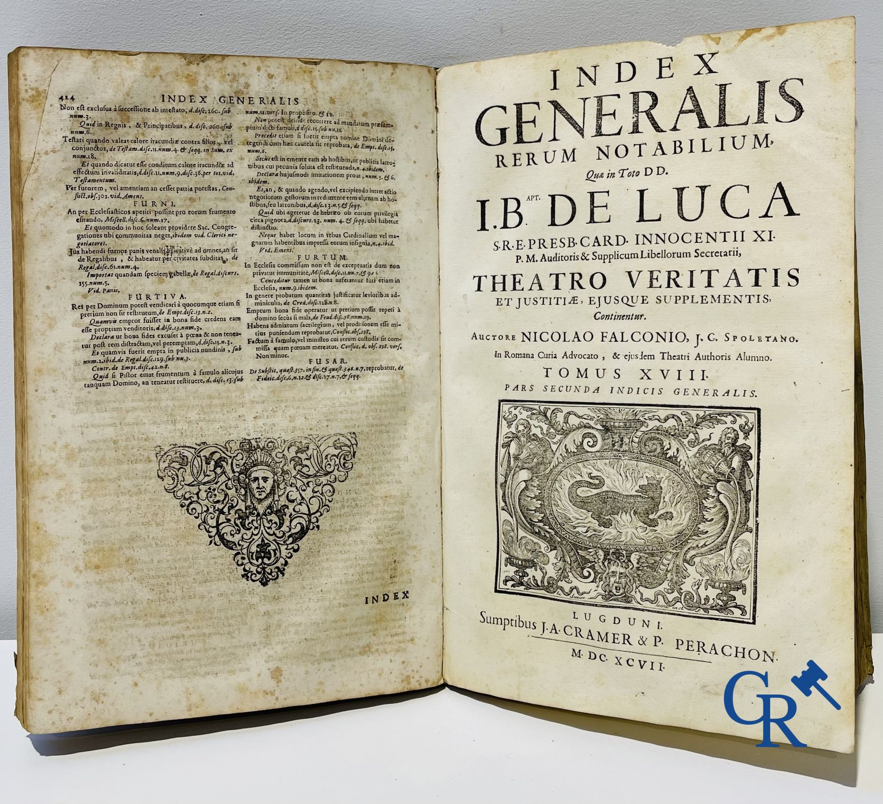 Oude boekdrukken: Giovanni Battista de Luca, Theatrum veritatis et justitiae. J.A. Cramer & Philibert Perachon. 1697.