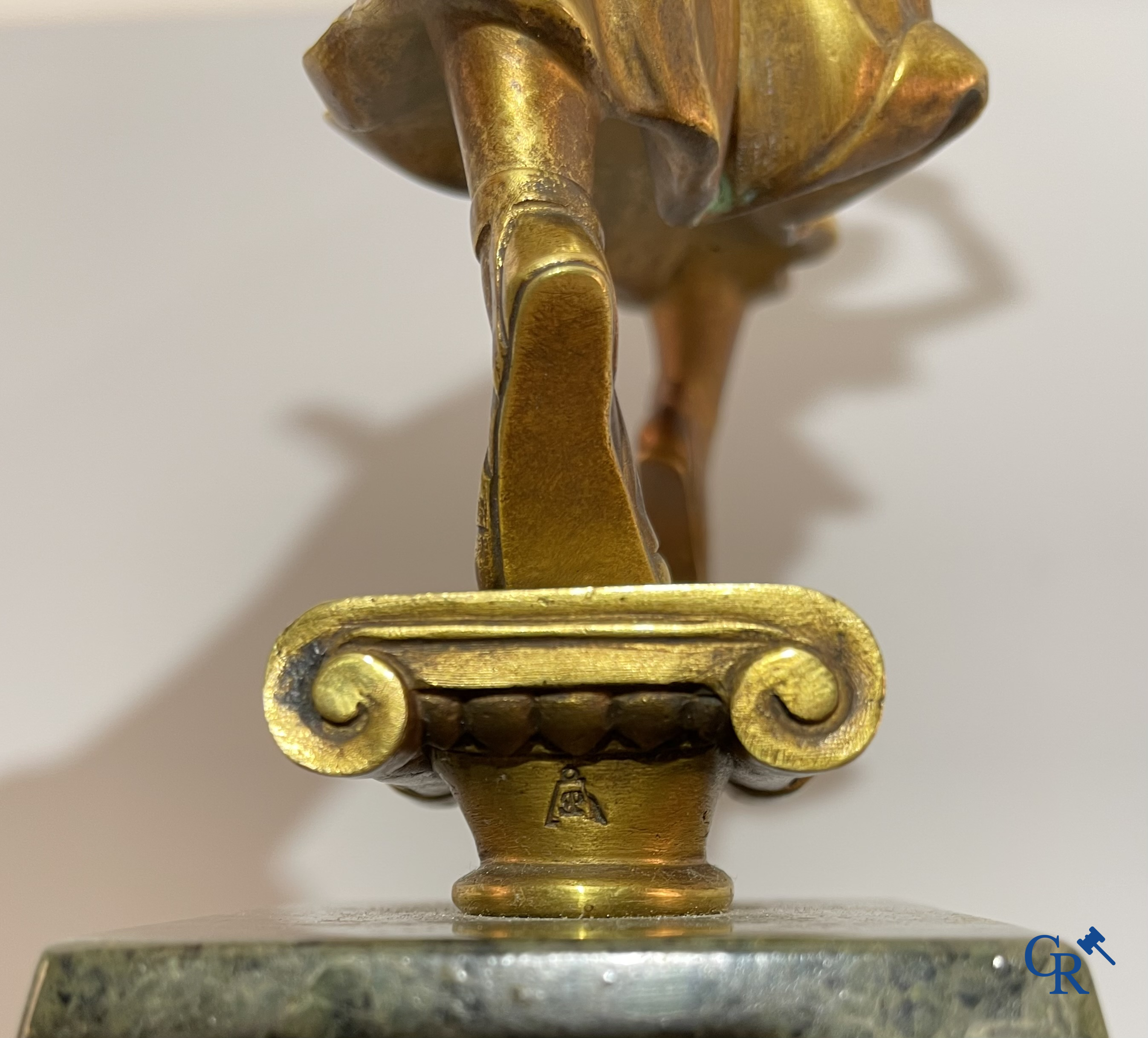 S. Lugli. A bronze Art déco representation of a dancer with tambourines. circa 1910-1920.