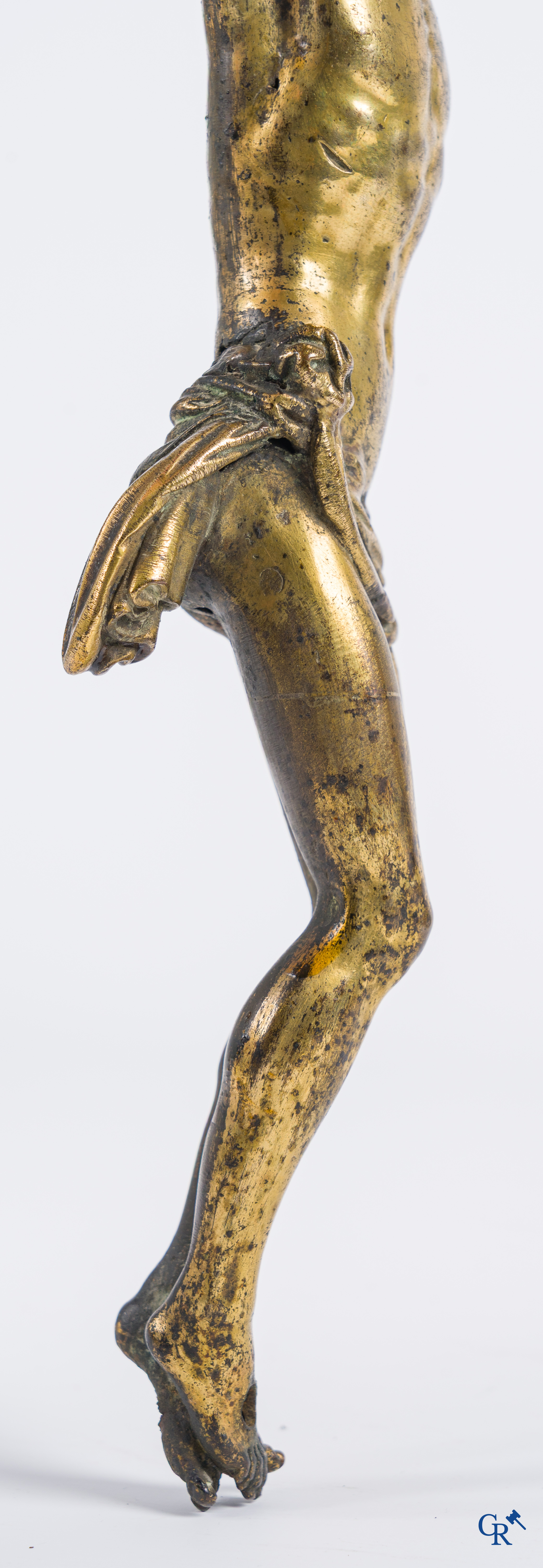 Grote voorstelling in verguld brons van Christus. 17e-18e eeuw.