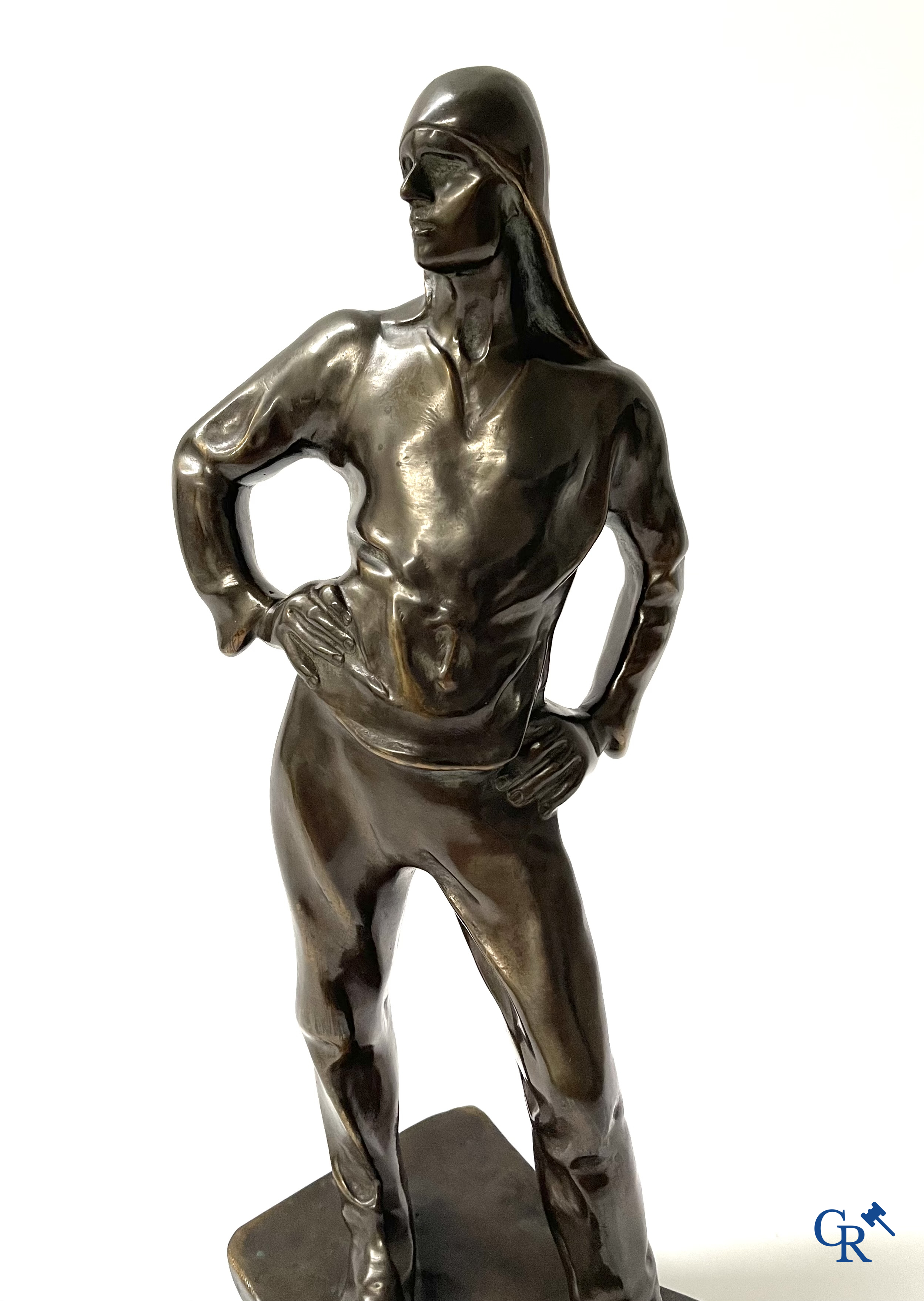 Constantin Emile Meunier (1831-1905) (d'après) Une paire de statues en bronze à patine brune, "Le Mineur" et "Le débardeur".