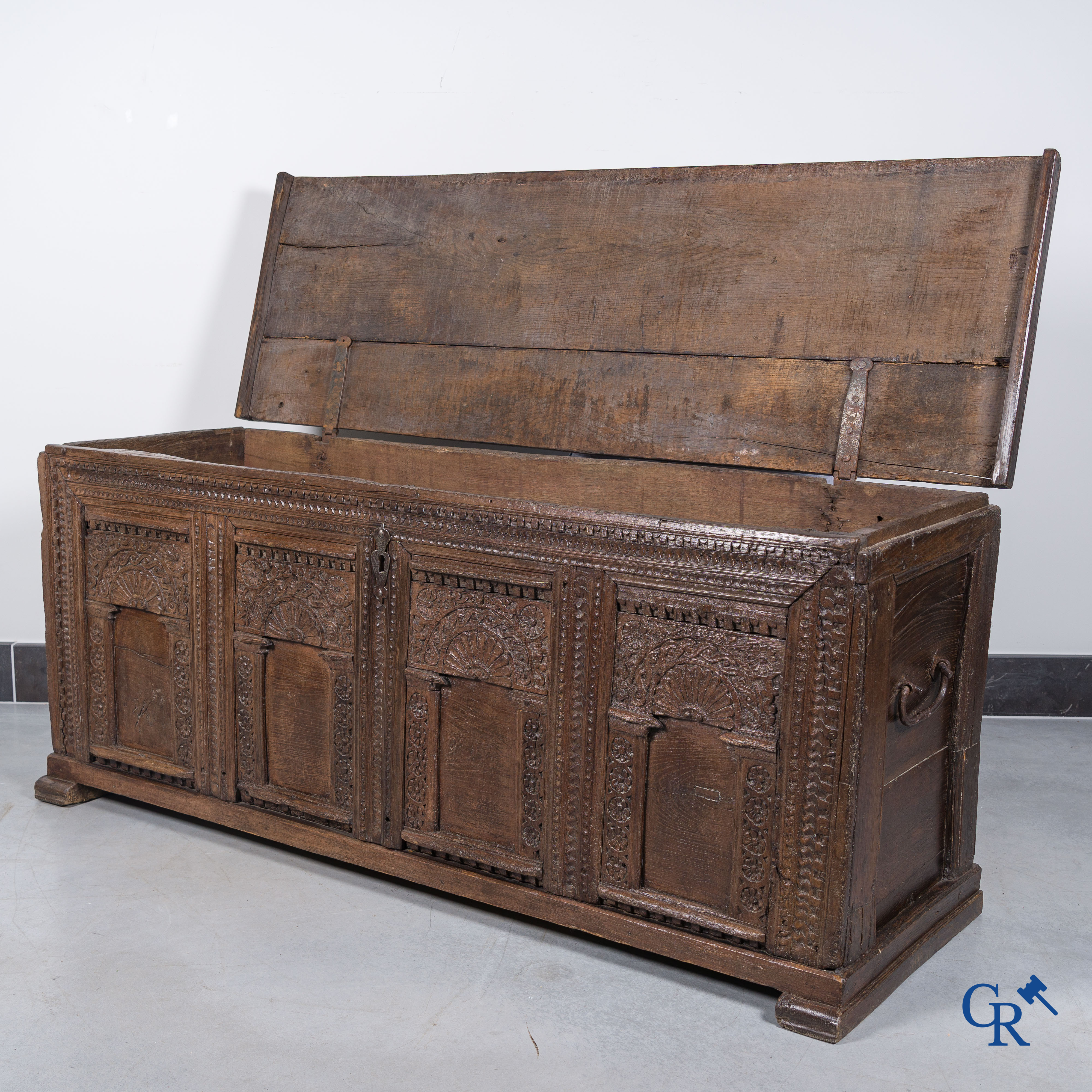 Antique wooden trunk, 18th century.