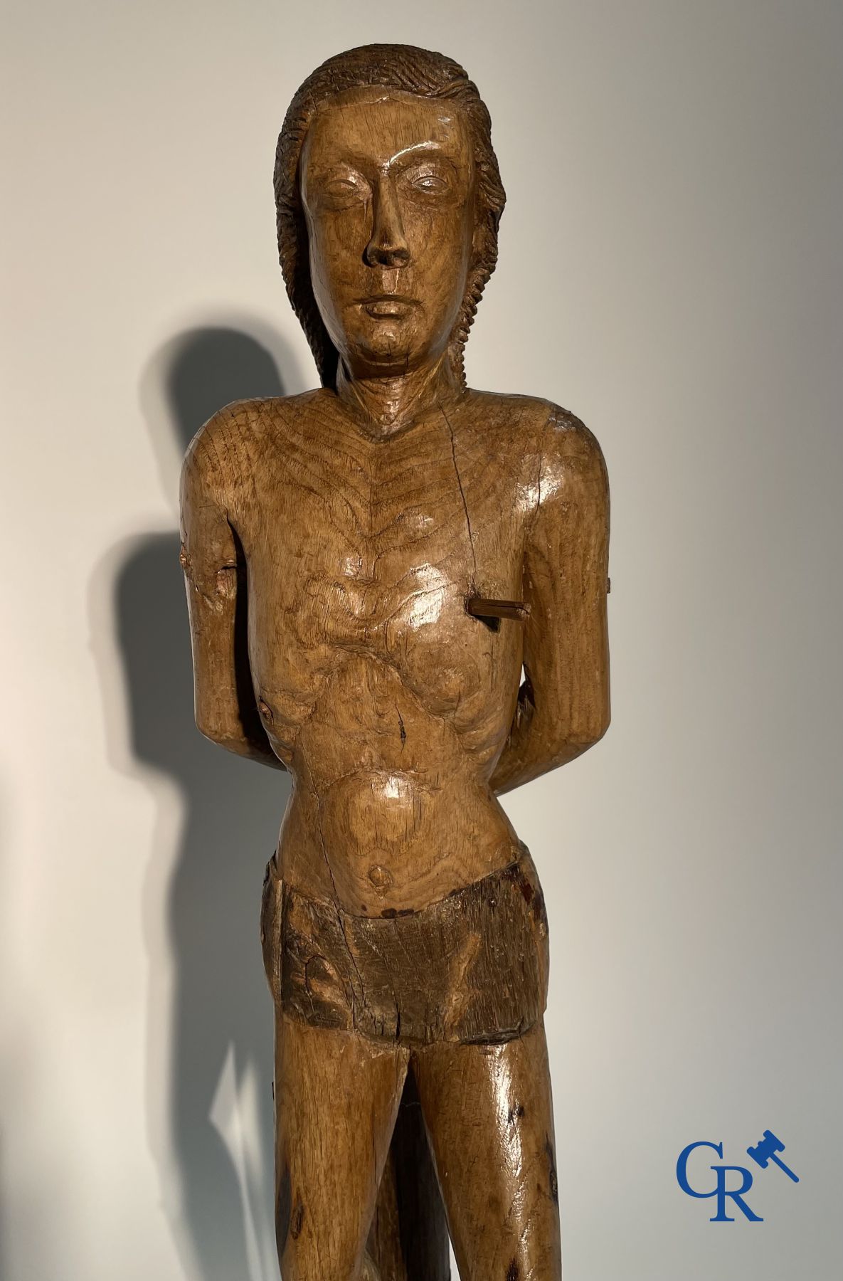 Wooden sculpture: Saint Sebastian 16th - 17th century.