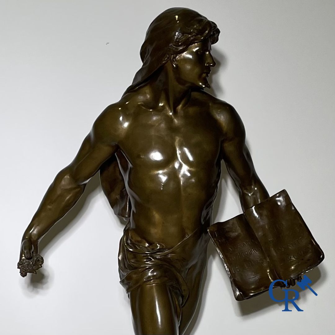 Emile Louis Picault (1833-1915) Grande statue en bronze "Le Semeur d'idées"<br />
Cachet de fonderie Collin & Cie Paris.