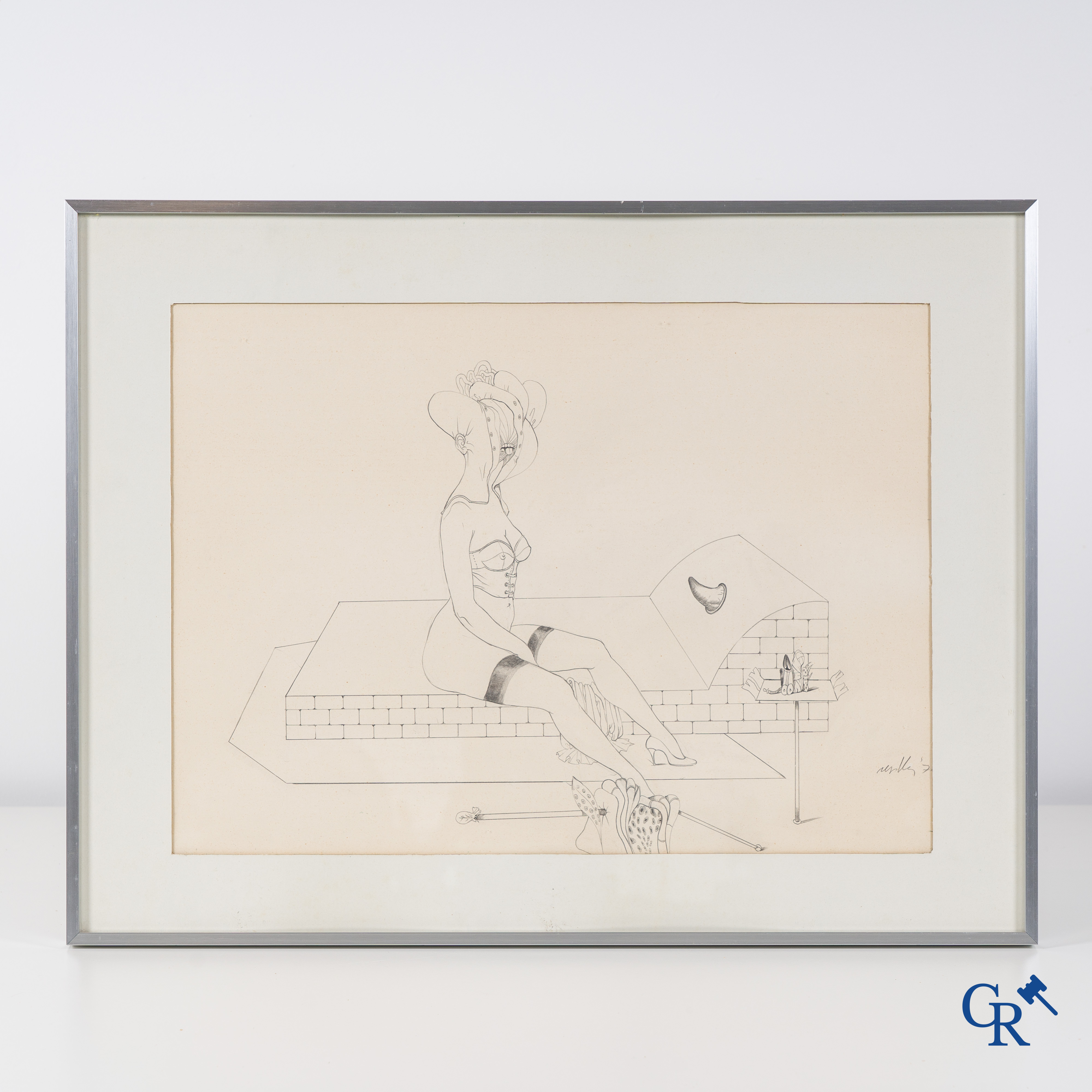 Carlos Revilla (1940-2021)  "La Passion" 1970. Dessin sur papier, étiquette au dos de la fondation Veranneman.