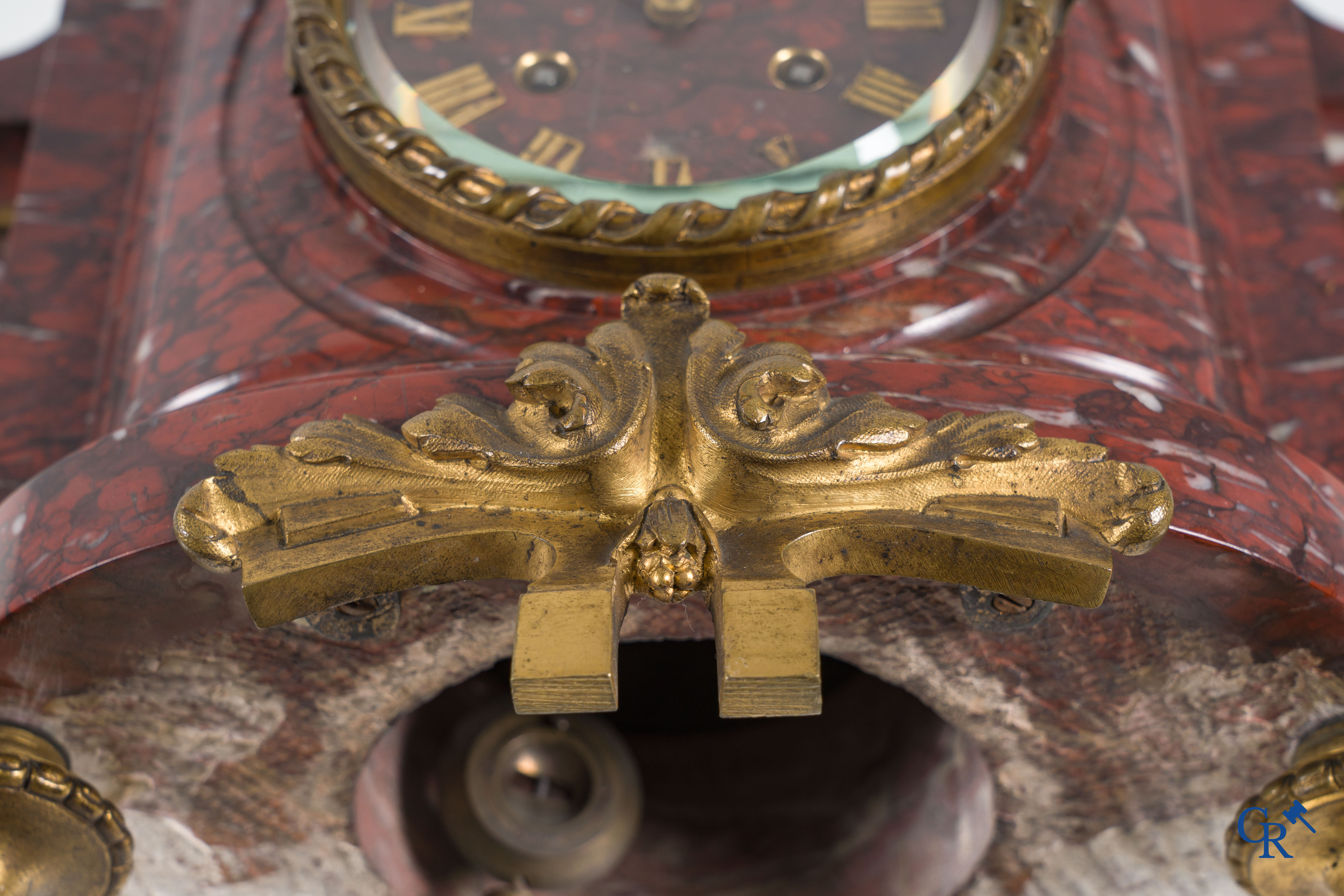 Charpentier à Paris, An imposing 3-piece fireplace clockset in gilded and patinated bronze. Late 19th century.