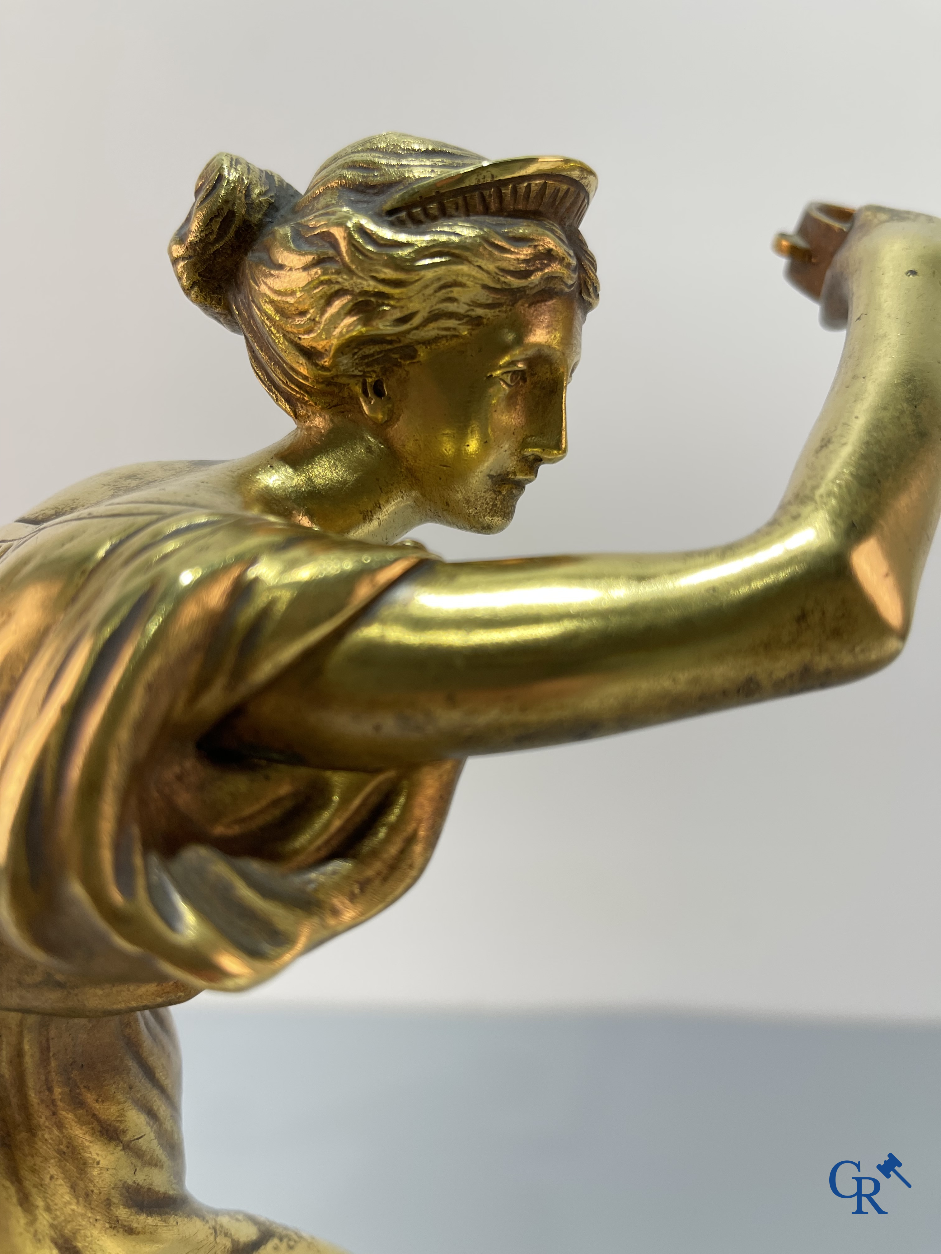 S. Lugli. A bronze Art déco representation of a dancer with tambourines. circa 1910-1920.