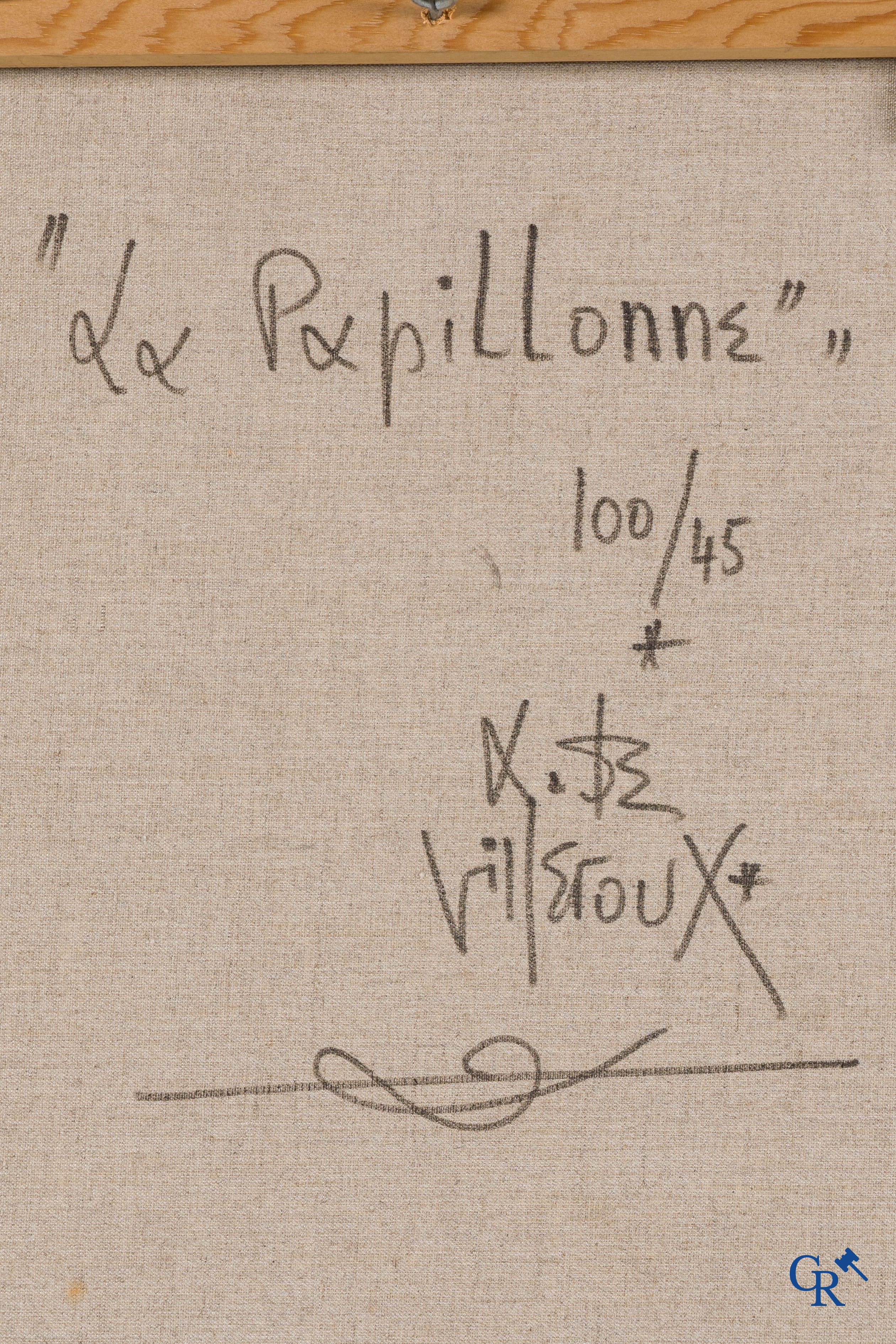 Albert de Villeroux (1934-2011) (*) "L'Aube Fleurie" en "La Papillonne", een klein werkje bijgevoegd. Olie op doek.