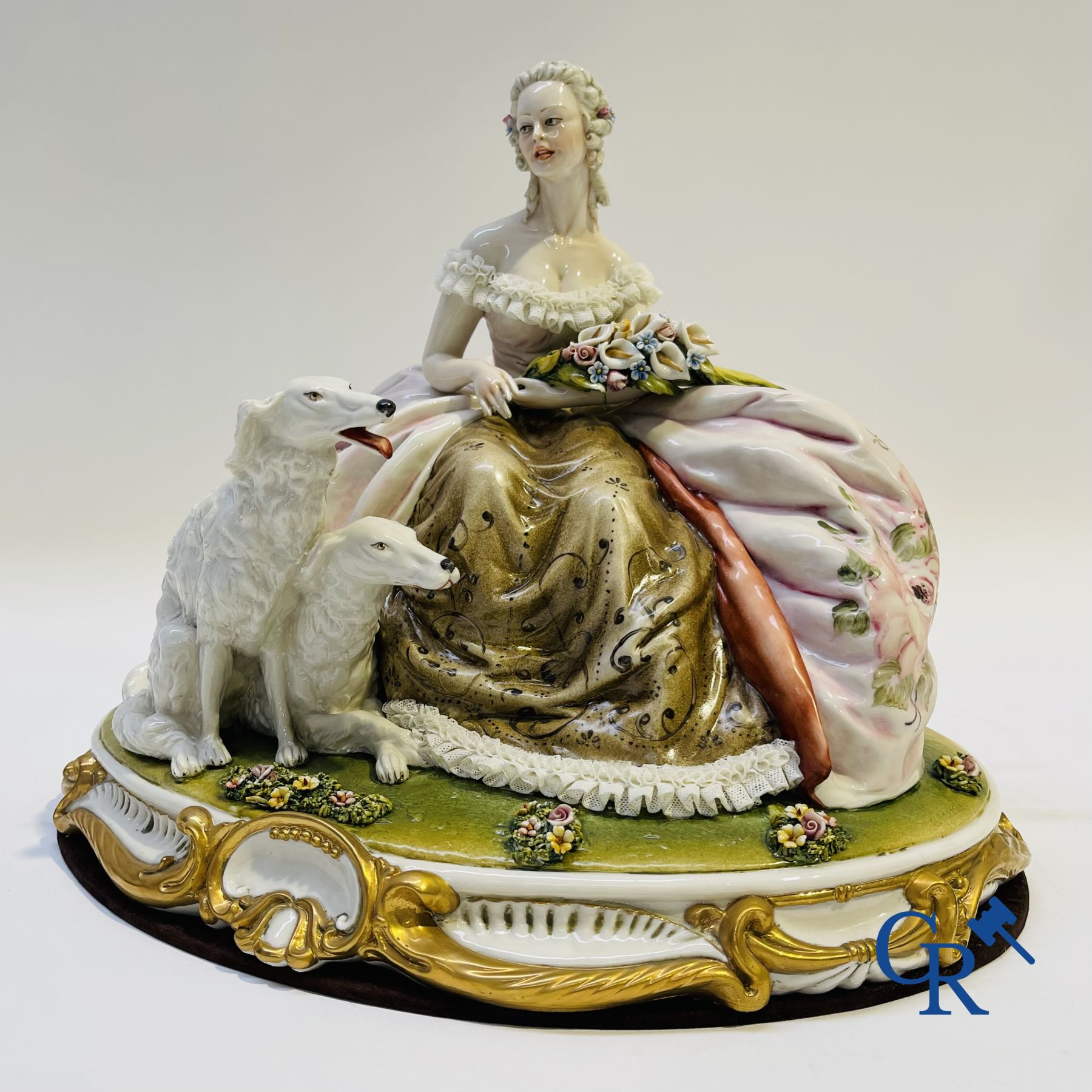 Porcelain: Capodimonte: Exceptional group in Italian porcelain with lace.