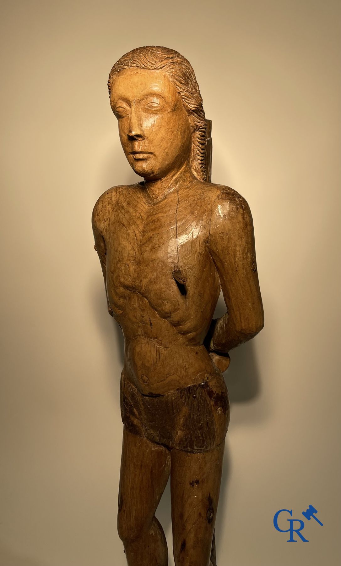 Wooden sculpture: Saint Sebastian 16th - 17th century.