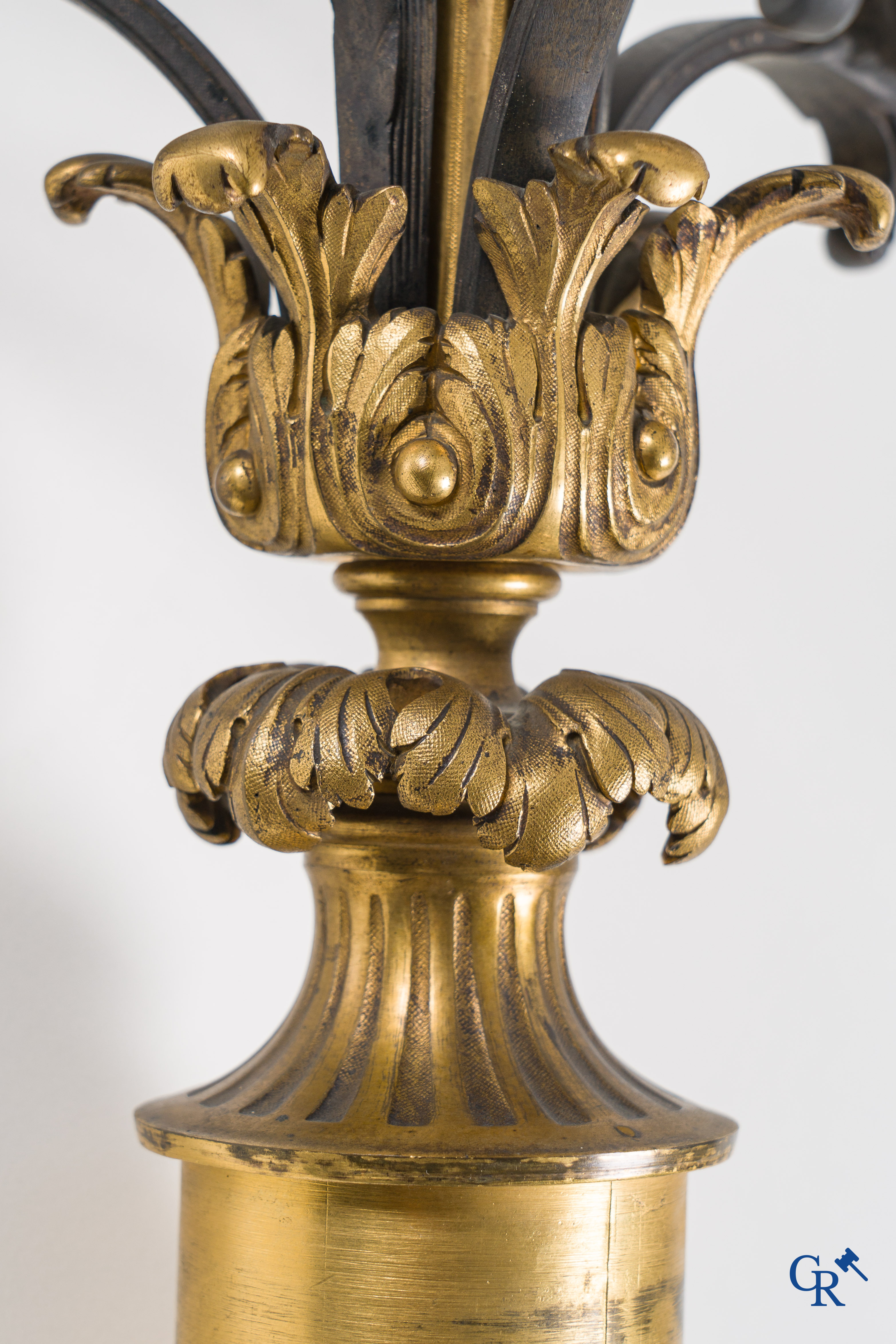 Charpentier à Paris, An imposing 3-piece fireplace clockset in gilded and patinated bronze. Late 19th century.