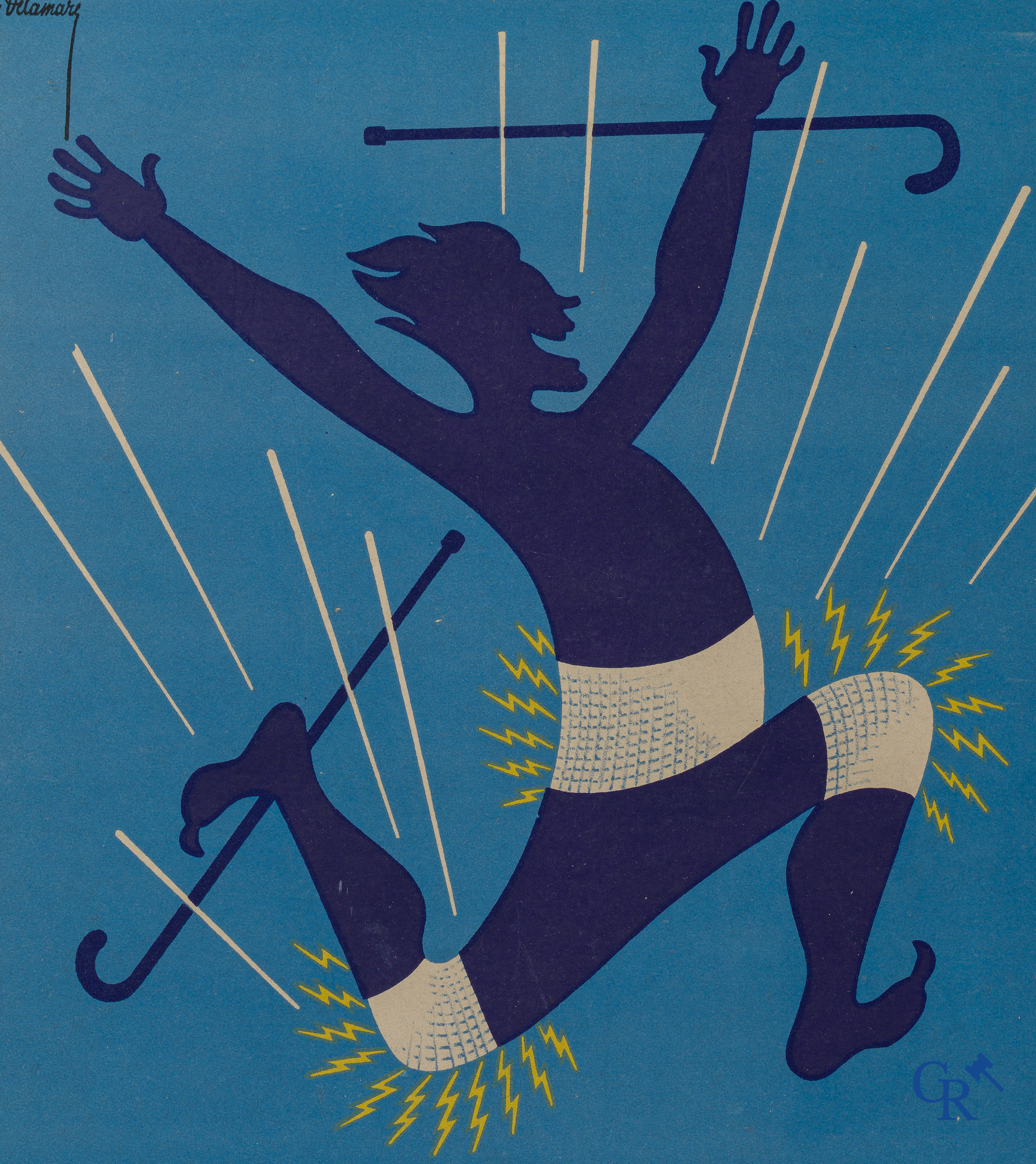 Francis Delamare (1895-1972) Dubbelzijdig en tweetalig publiciteitskarton voor de producten van Thermic.