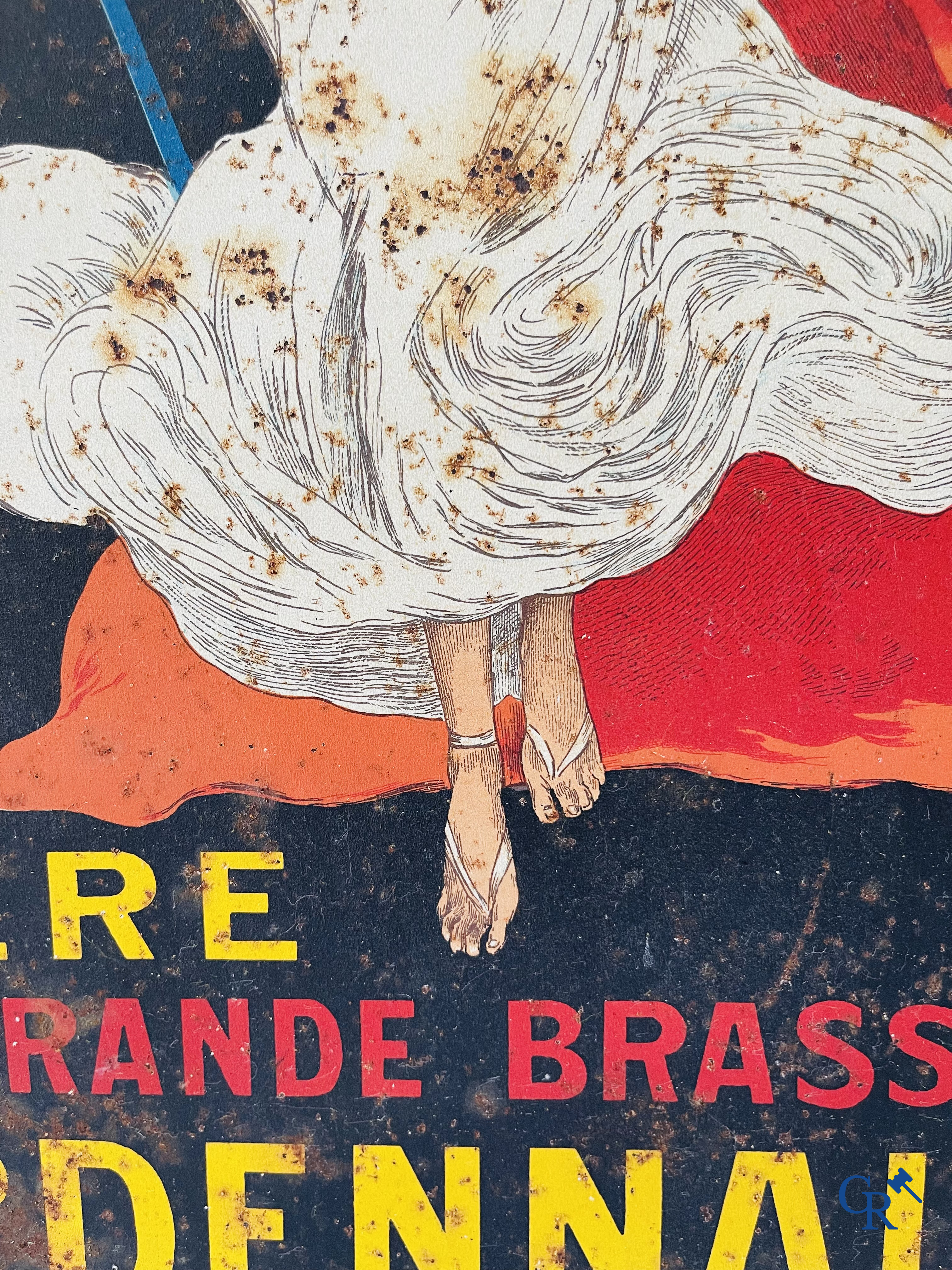 J. Spring (André Lapuszewski, Joseph Stall) Publiciteit gedrukt op metaal voor Bière de la Grande Brasserie Ardennaise.