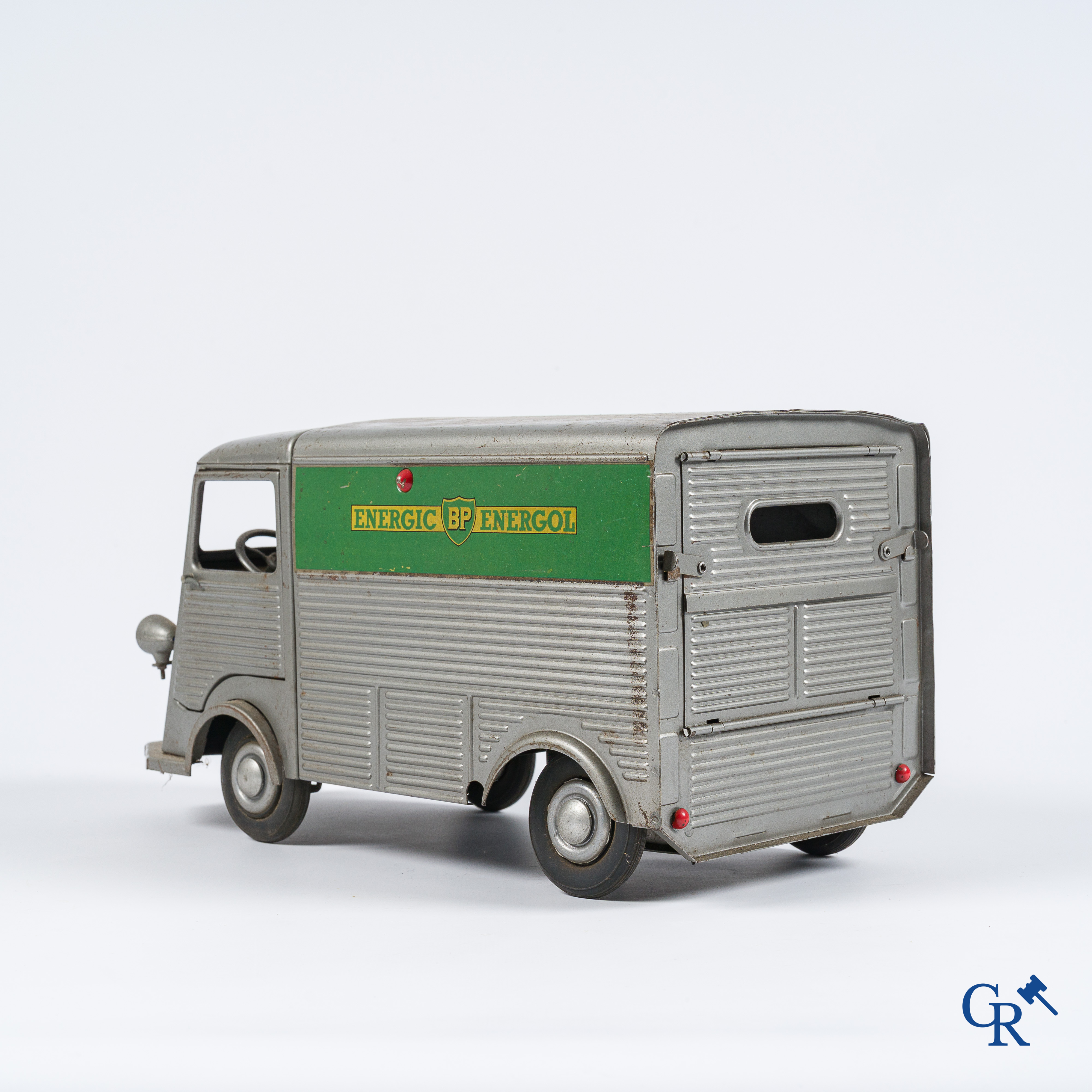 JRD, Made in France. Citroën Type H in grijs gelakt metaal met publiciteit voor Energic BP Energol. Jaren '50.