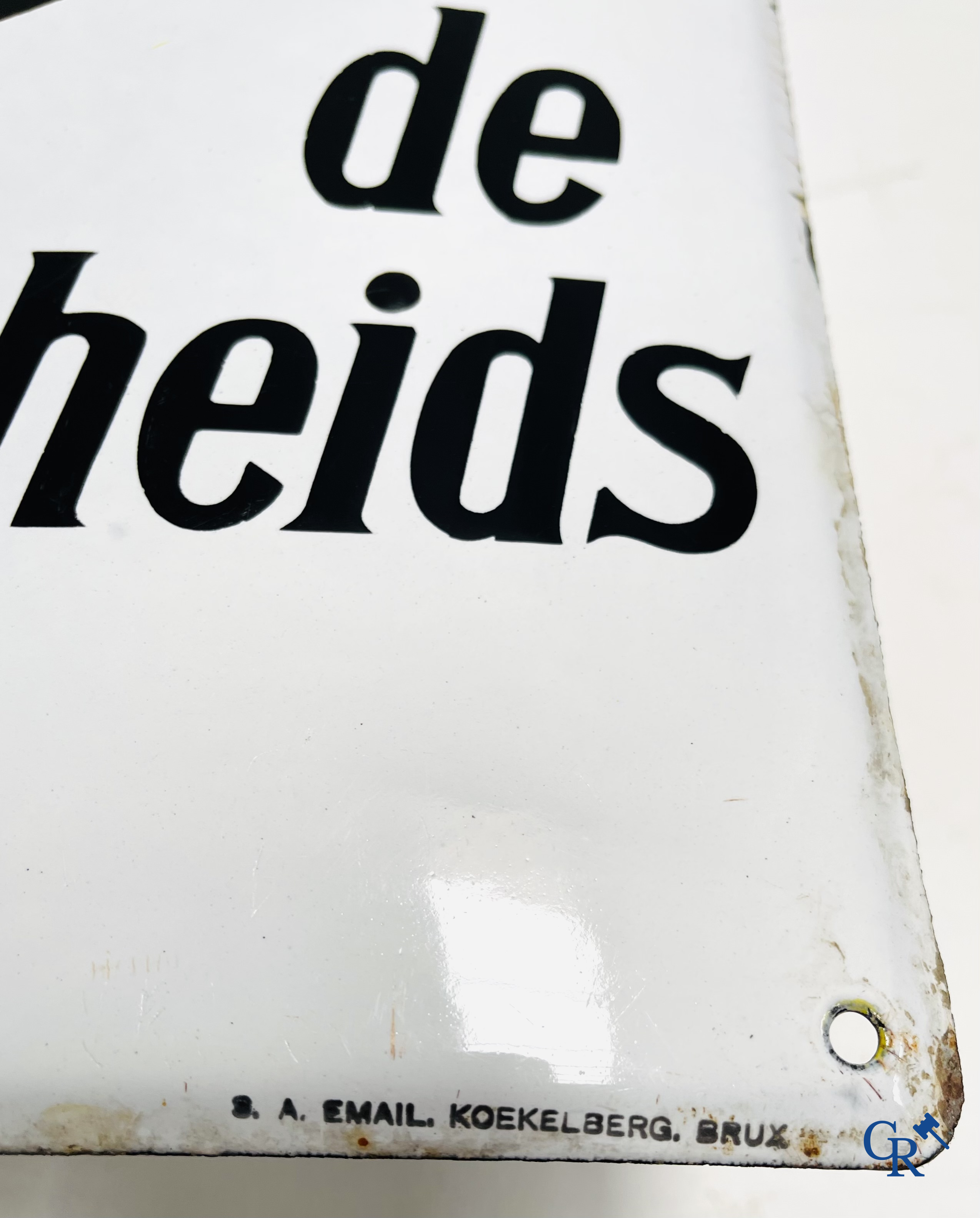 Spidoléine. Emaille reclamebord voor Spido oliën, zeldzame nederlandstalige versie. 1935.