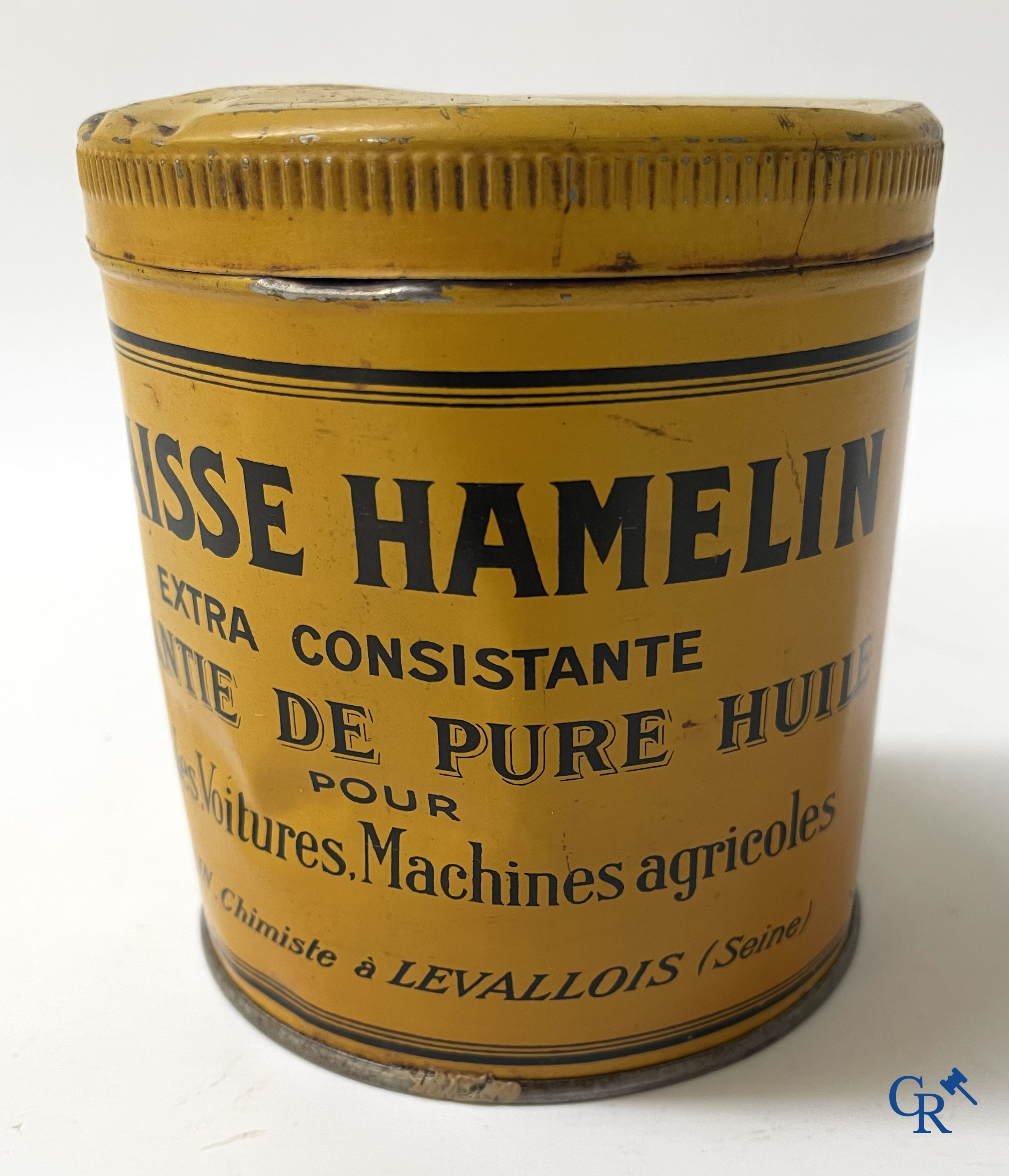 Automobilia. 6 blikken voor autosmering. Graisse Renault, Equateur, Motorine Veedol, Hamelin, Shell. Jaren '50.