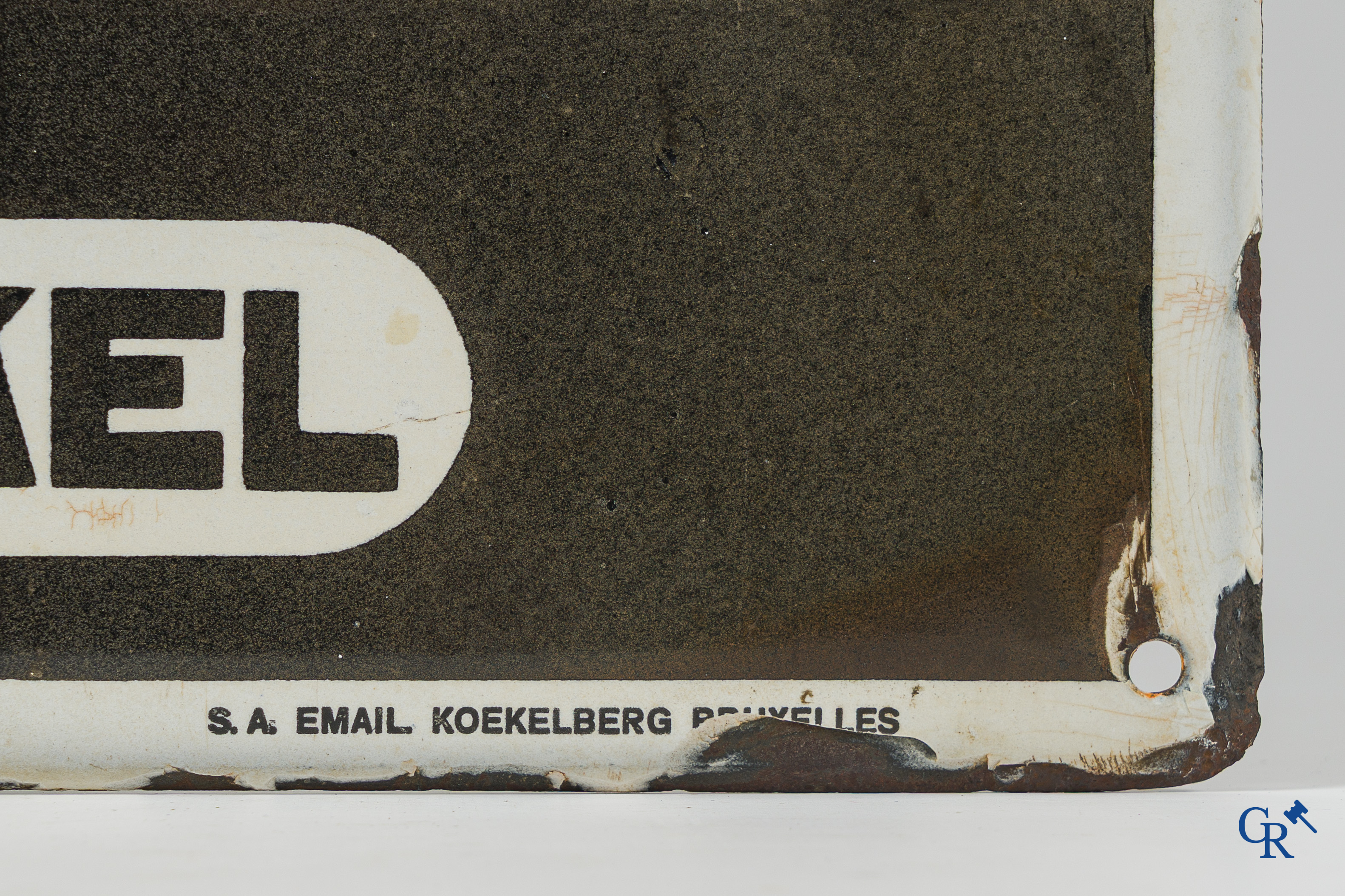 Konings Bronnen. Zeldzaam emaille reclamebord voor het KaBé bronwater van Nederbrakel. Emaillerie Koekelberg 1933.
