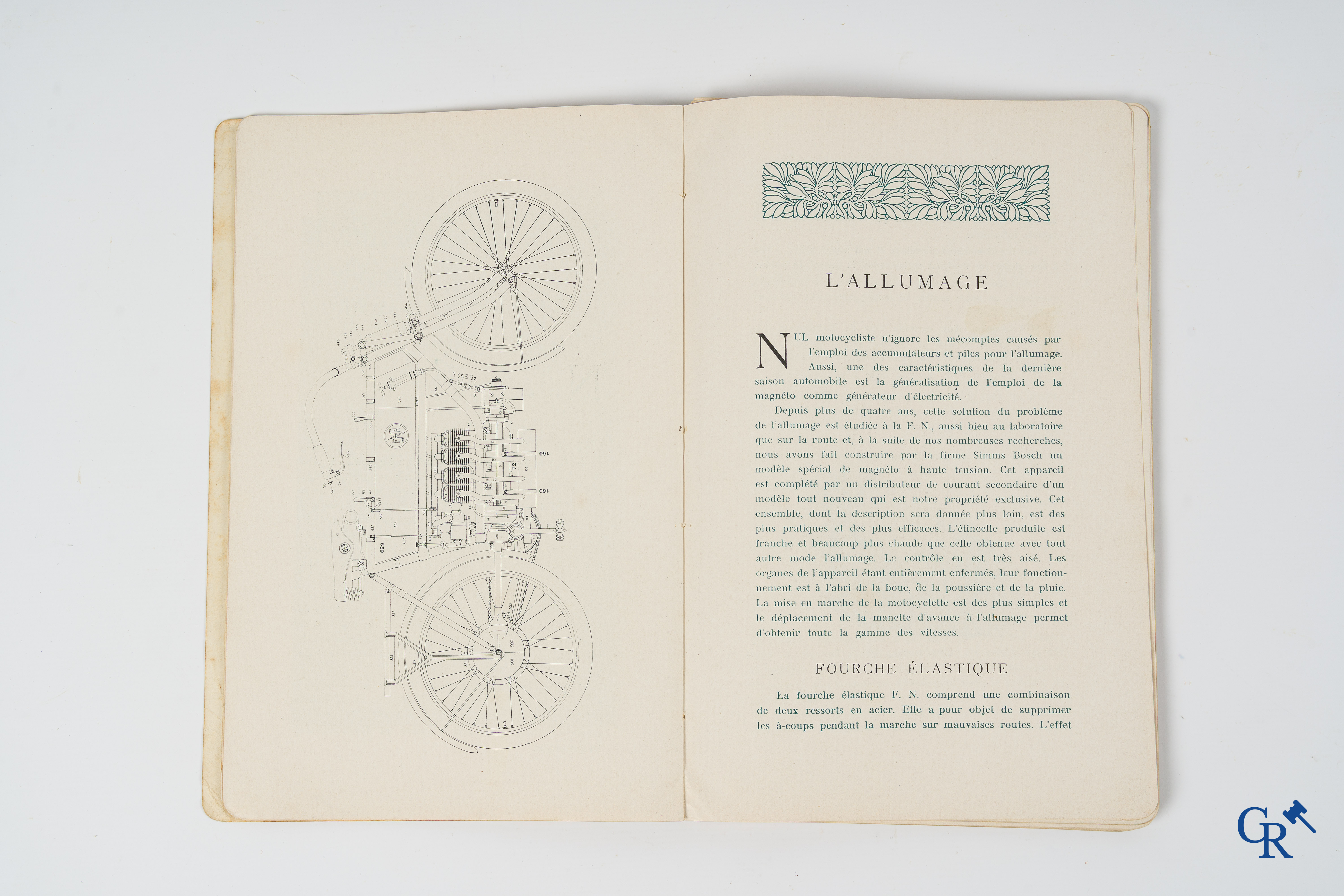FN. Fabrique Nationale, Herstal-Luik. Originele onderhoudsboek voor de 4 cylinder motorfiets F.N., model 1907.